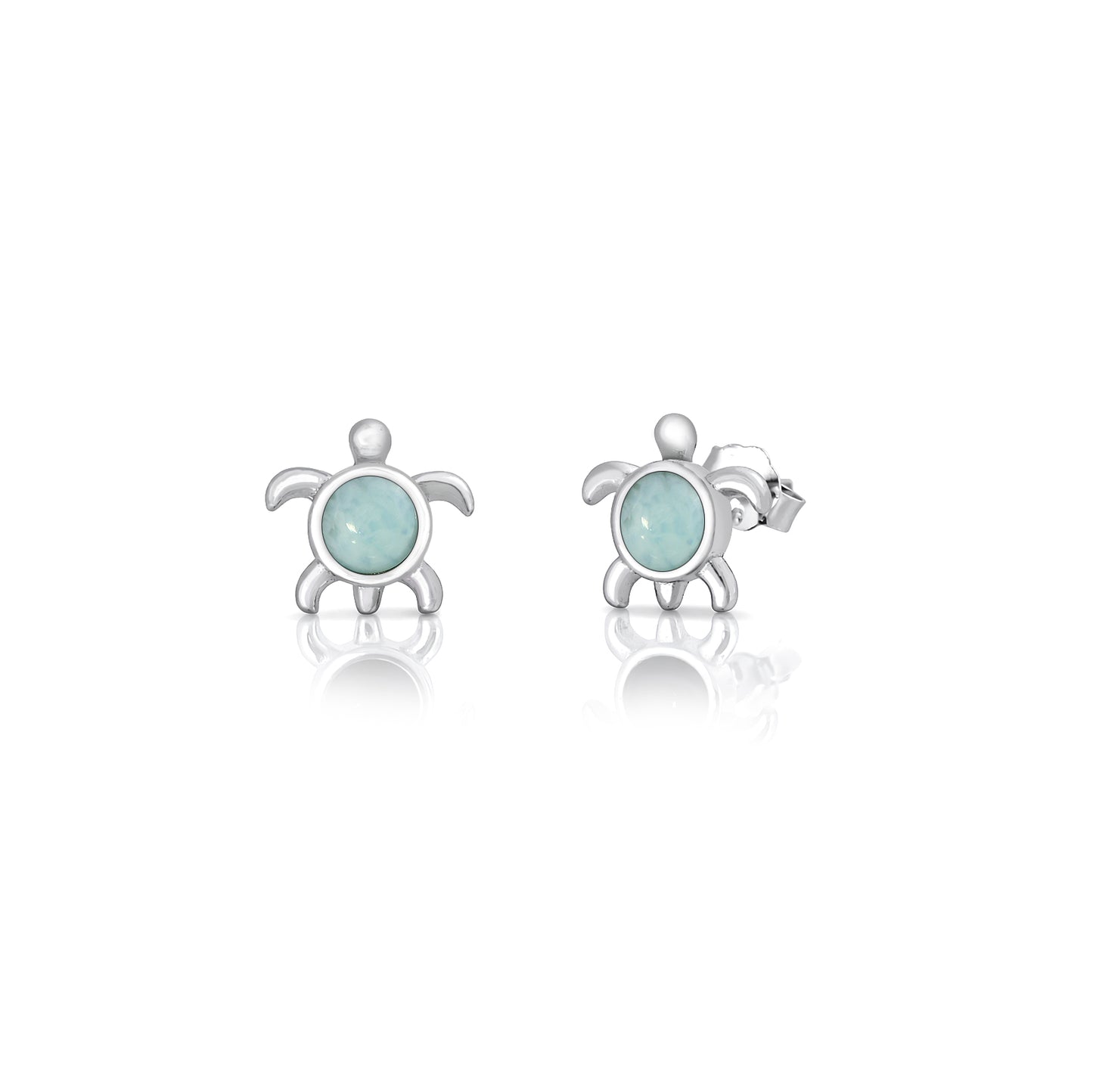 Silver Stone Earrings - Turtle