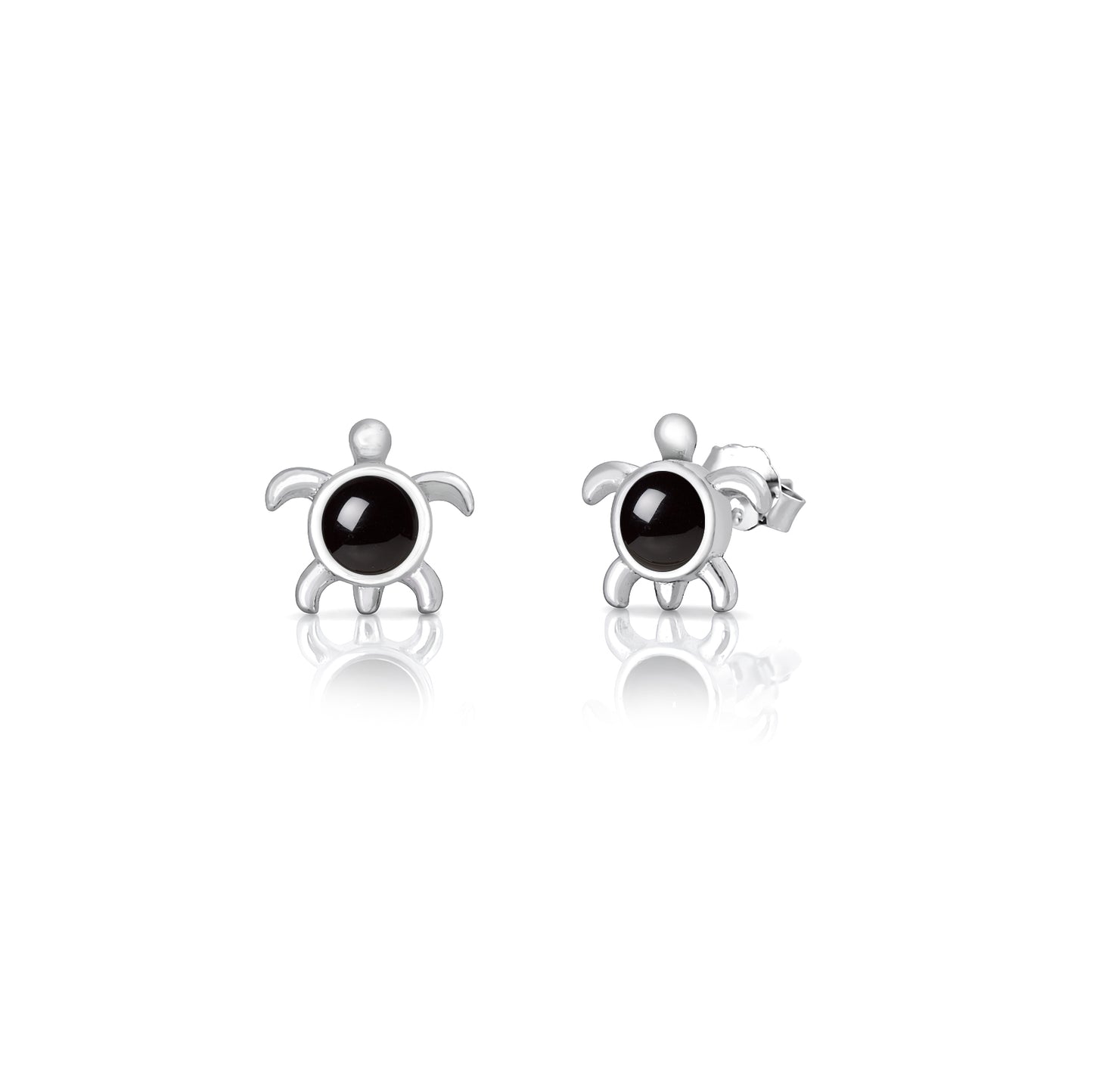 Silver Stone Earrings - Turtle