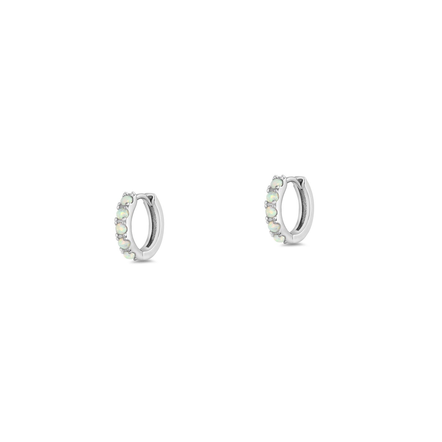 Silver Lab Opal Earrings - Hoop