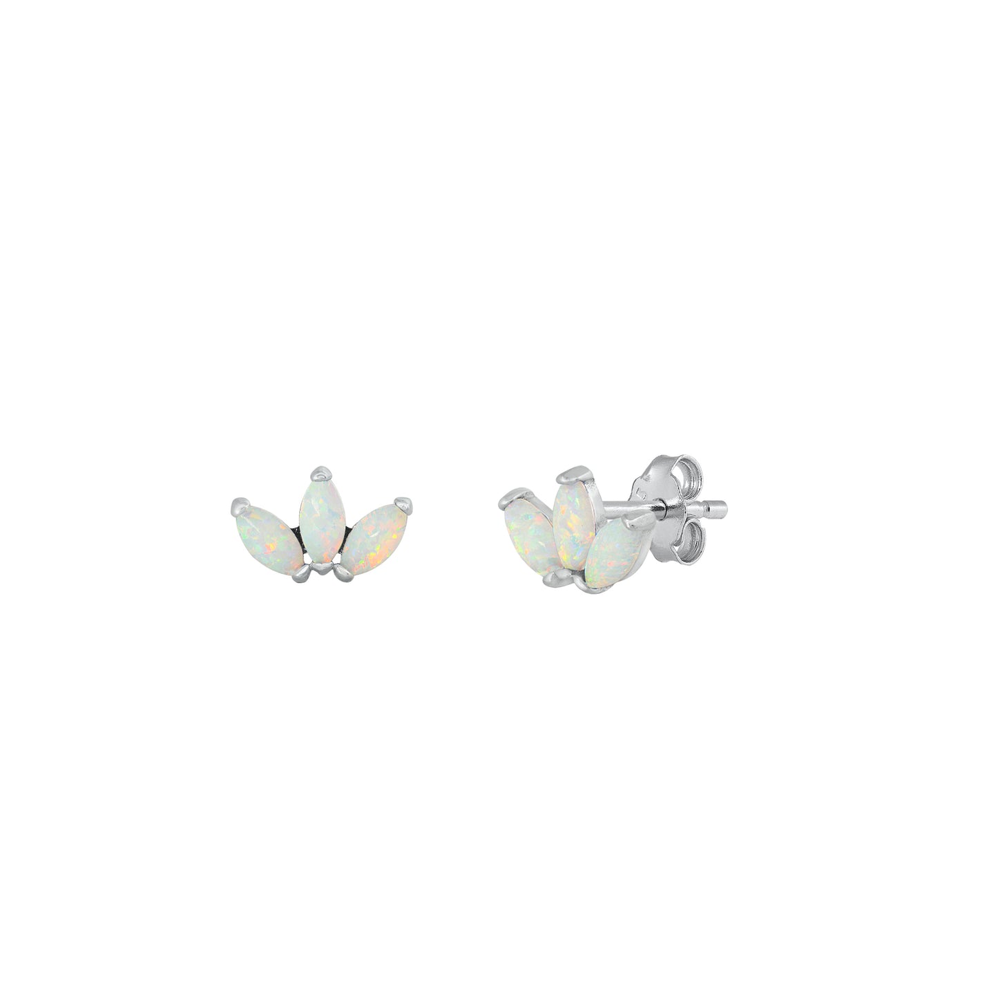 Silver Lab Opal Earrings