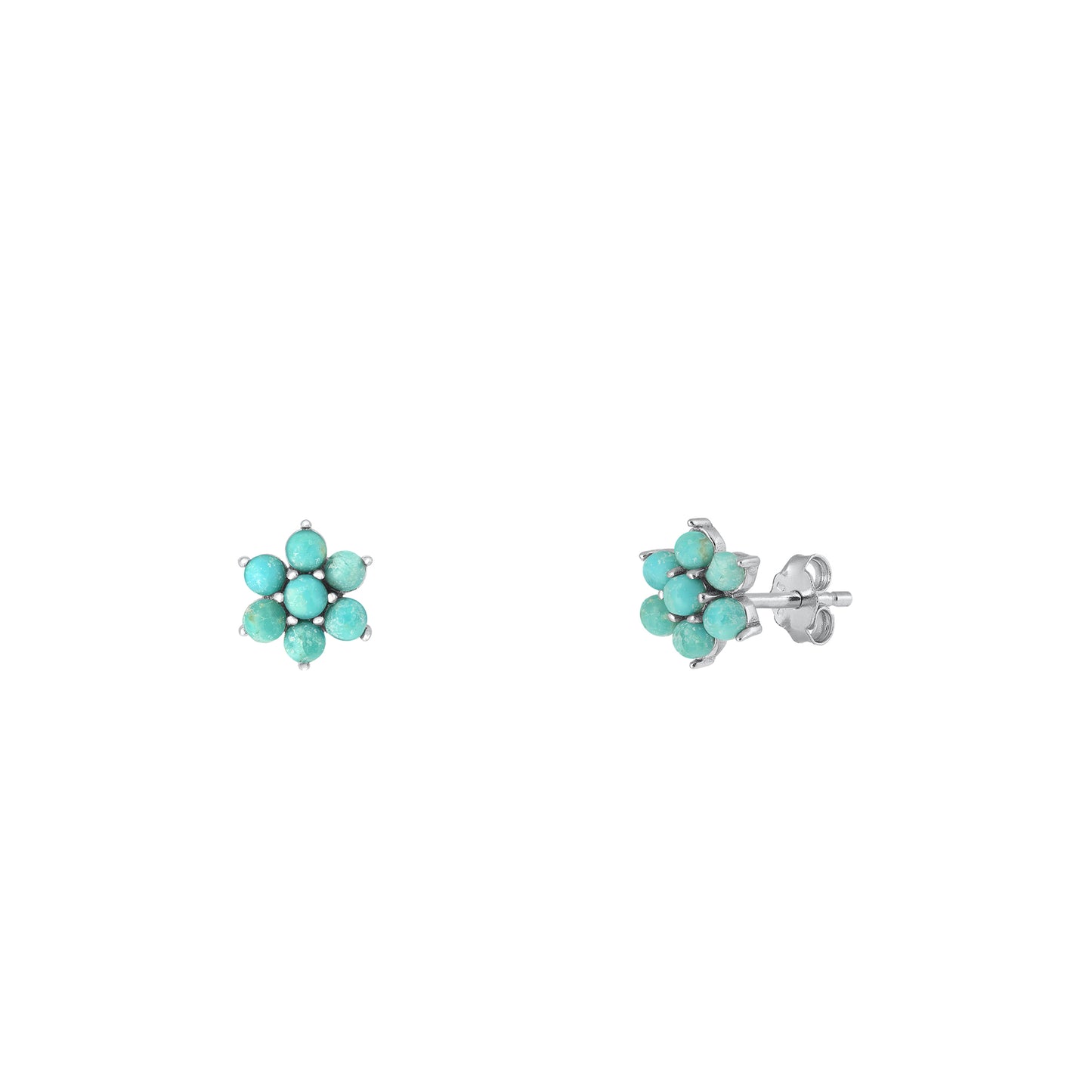 Silver Stone Earring - Flower
