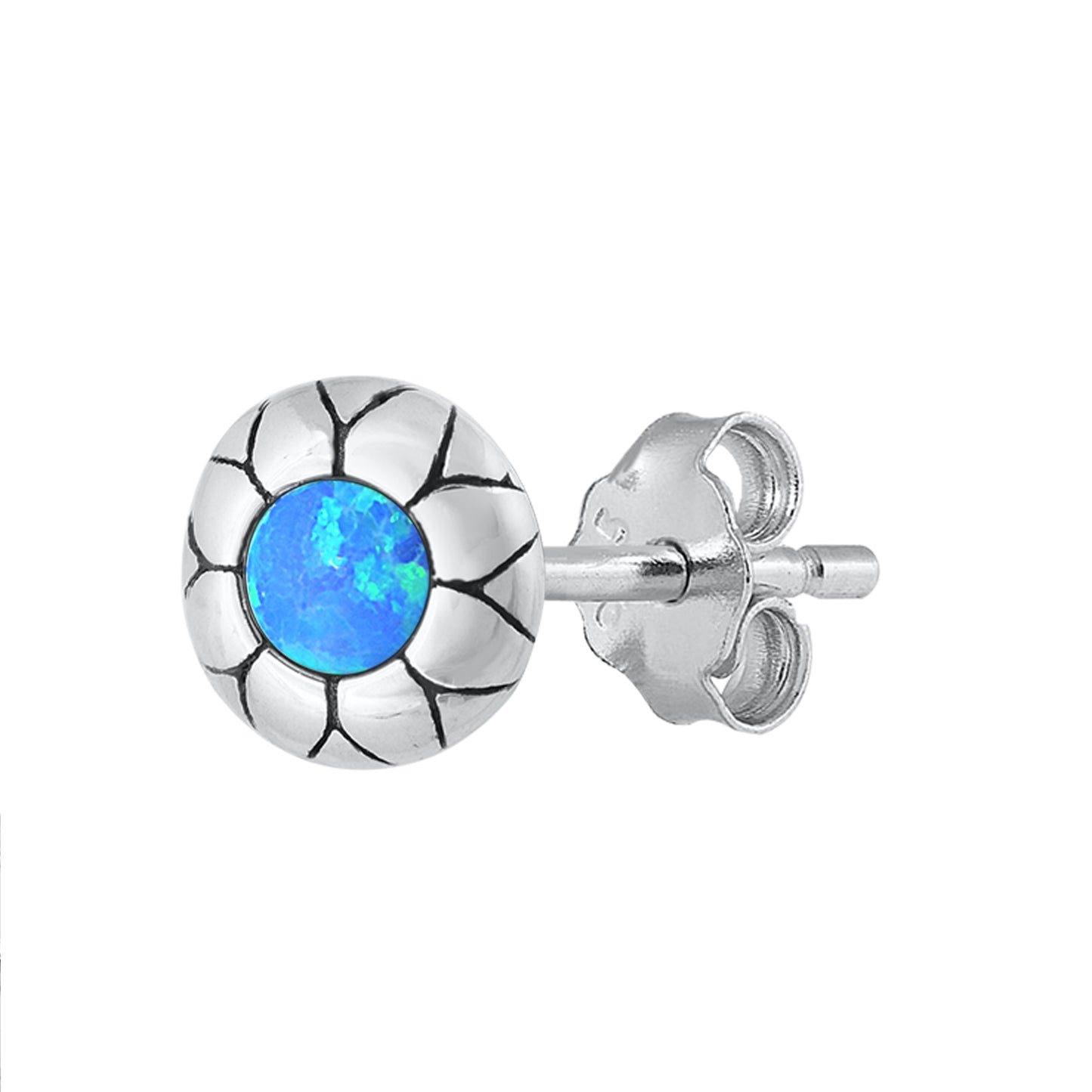 Silver Lab Opal Earrings - Flower