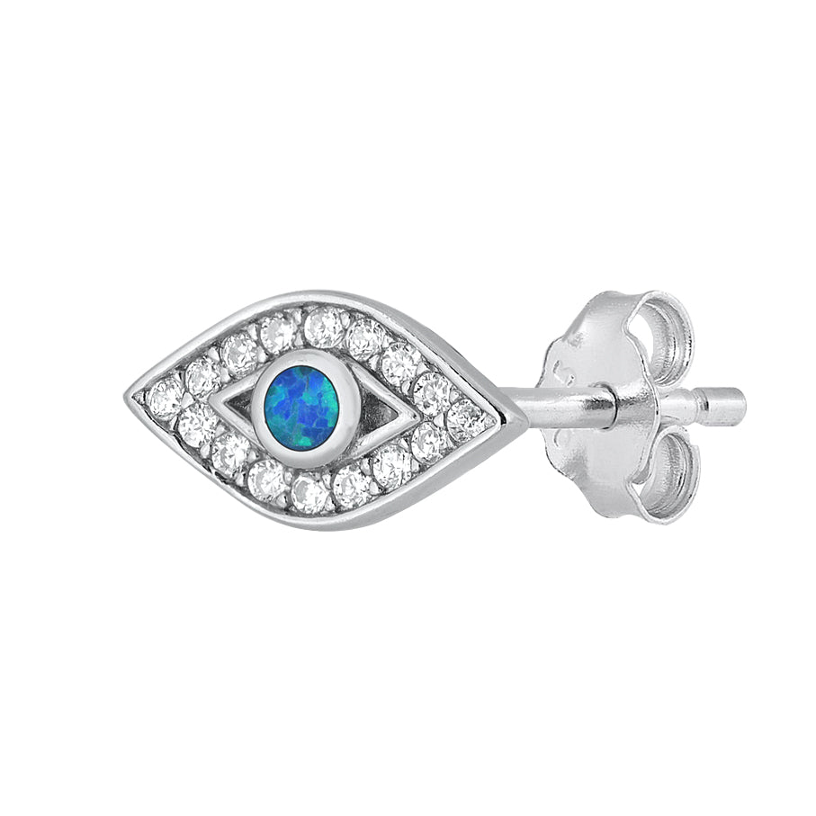Silver Lab Opal Earrings - Eye