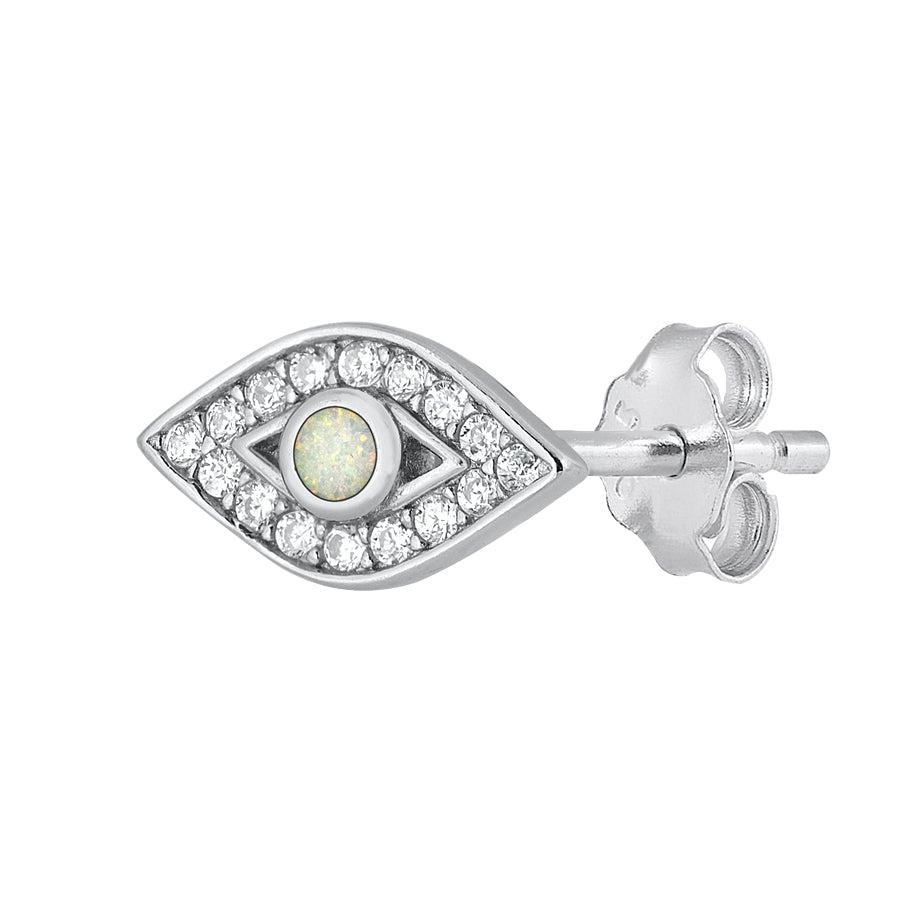 Silver Lab Opal Earrings - Eye