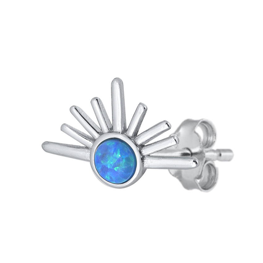 Silver Lab Opal Earrings - Sunset