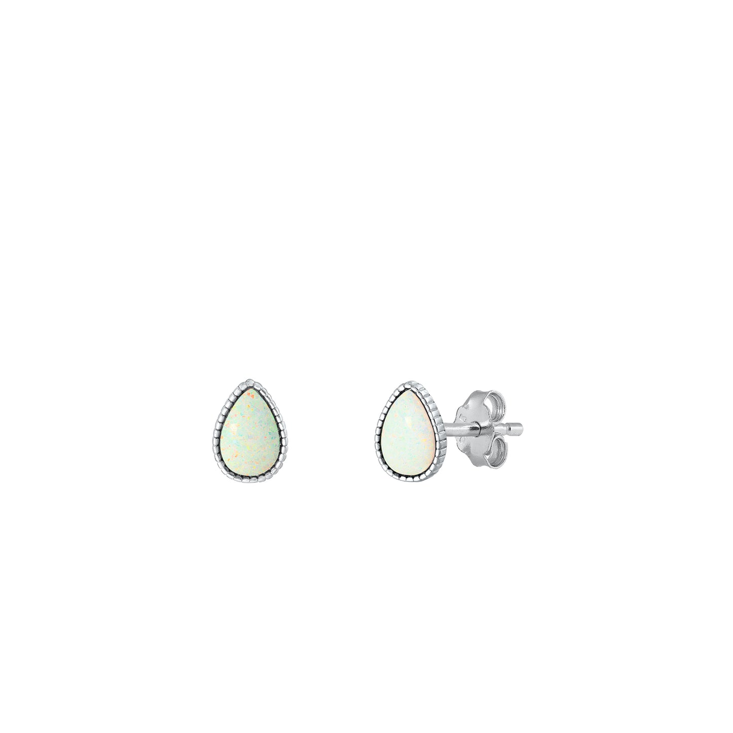 Silver Lab Opal Earrings
