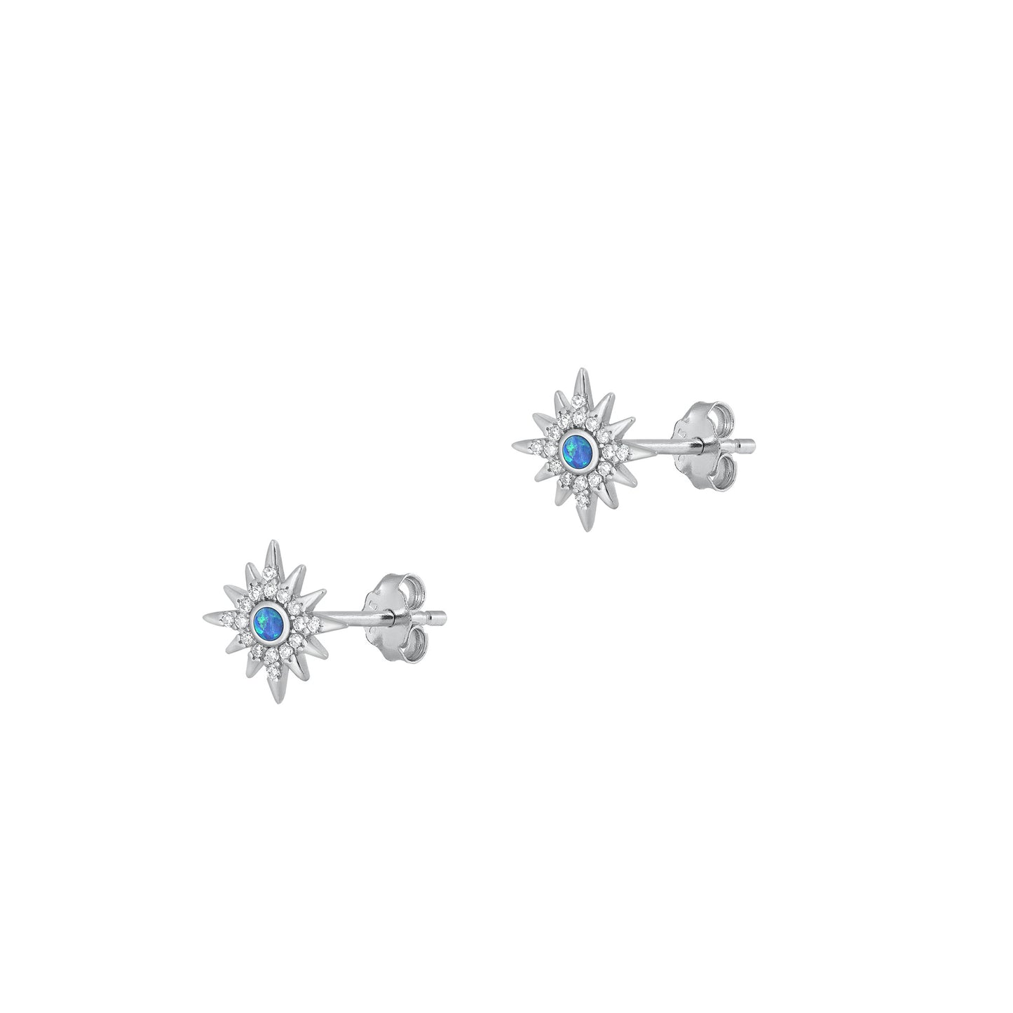 Silver Lab Opal Earrings - Sun