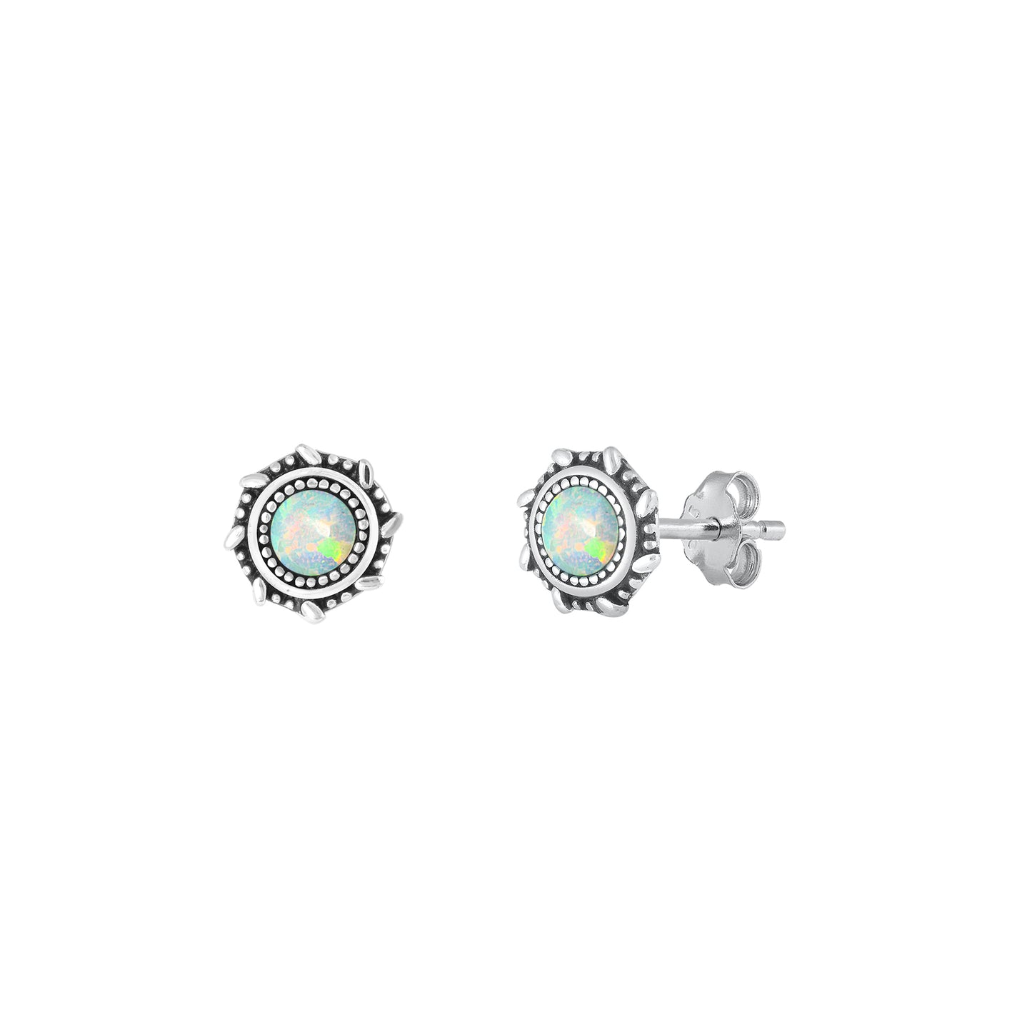 Silver Lab Opal Earring