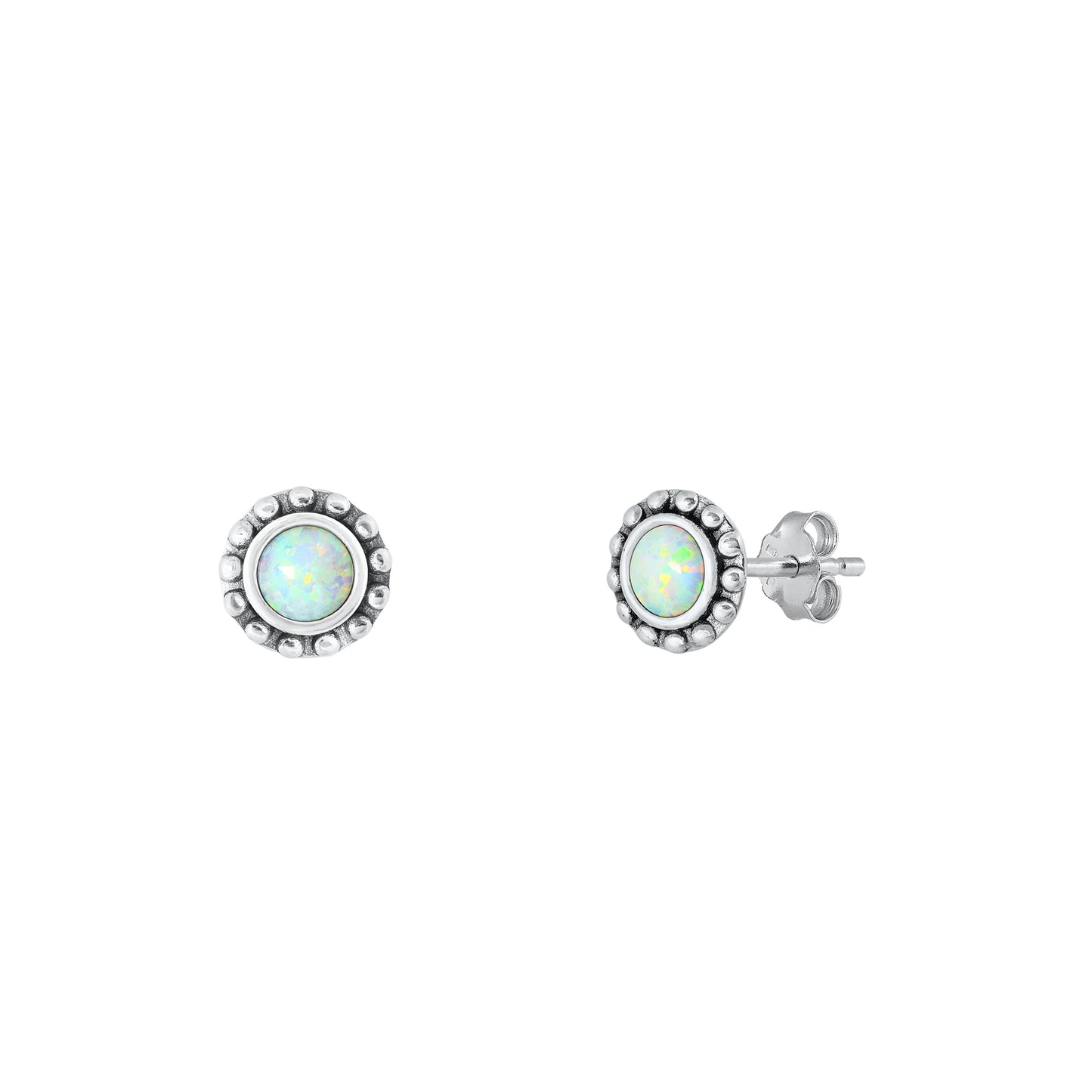 Silver Lab Opal Earrings