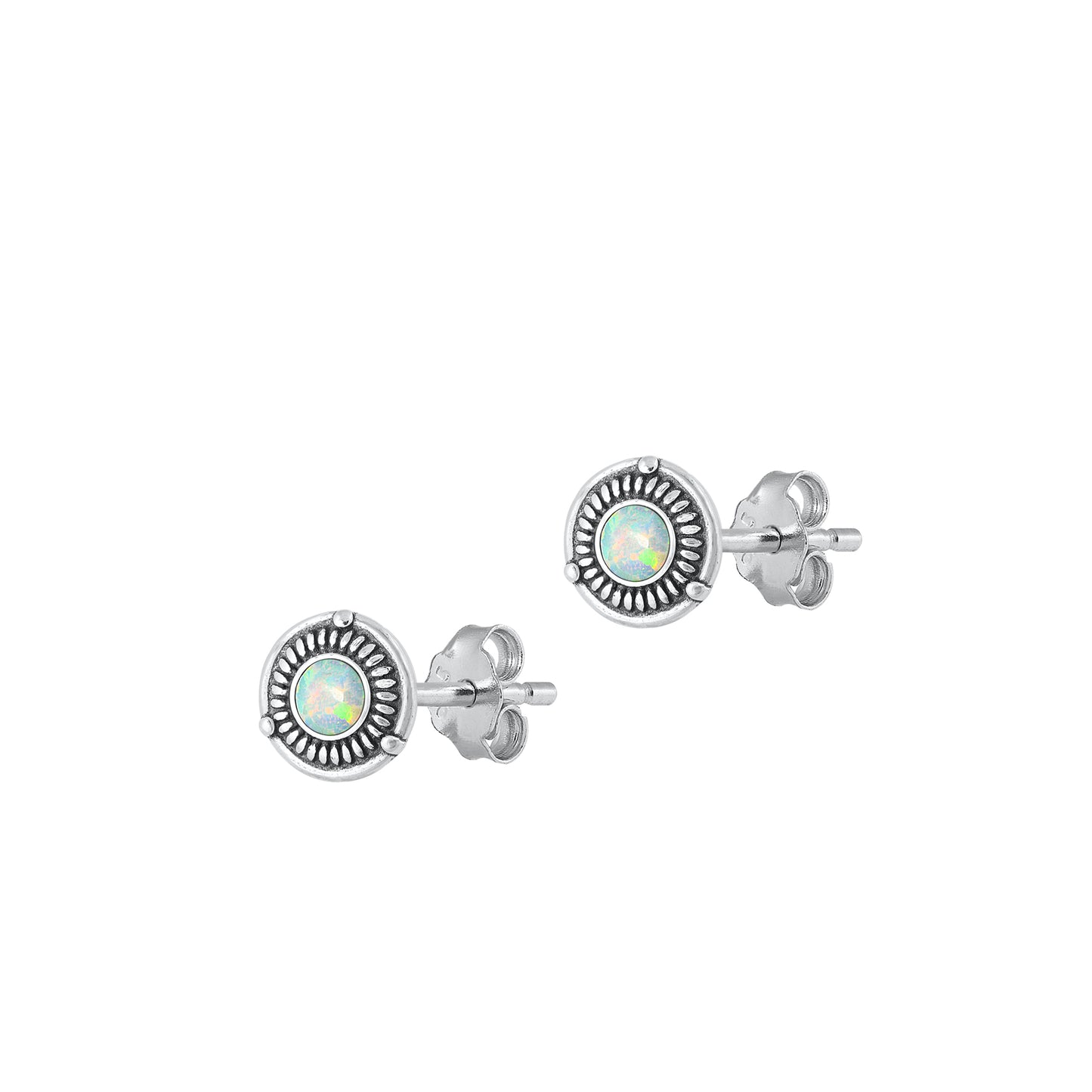 Silver Lab Opal Earrings
