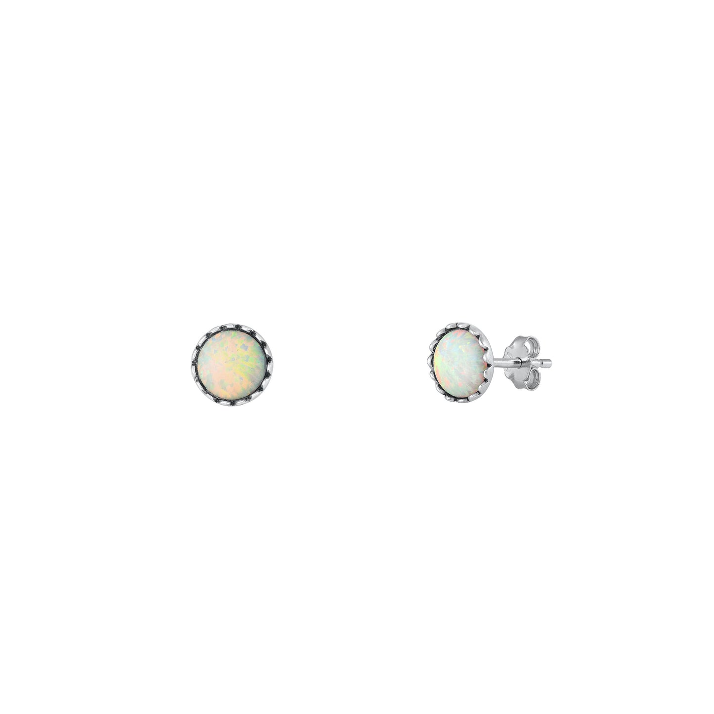 Silver Lab Opal Earrings