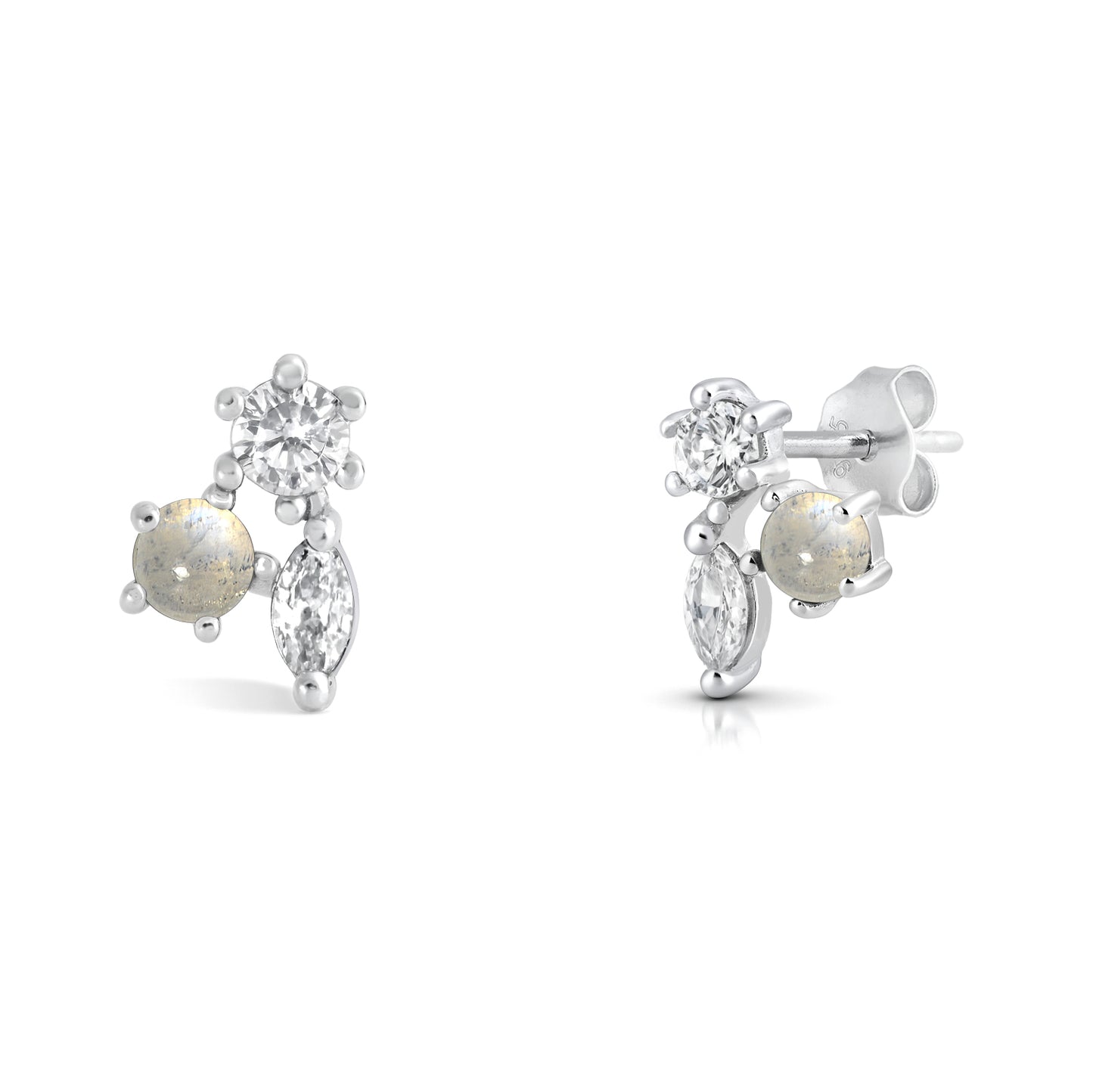 Silver Stone Earring - Cluster