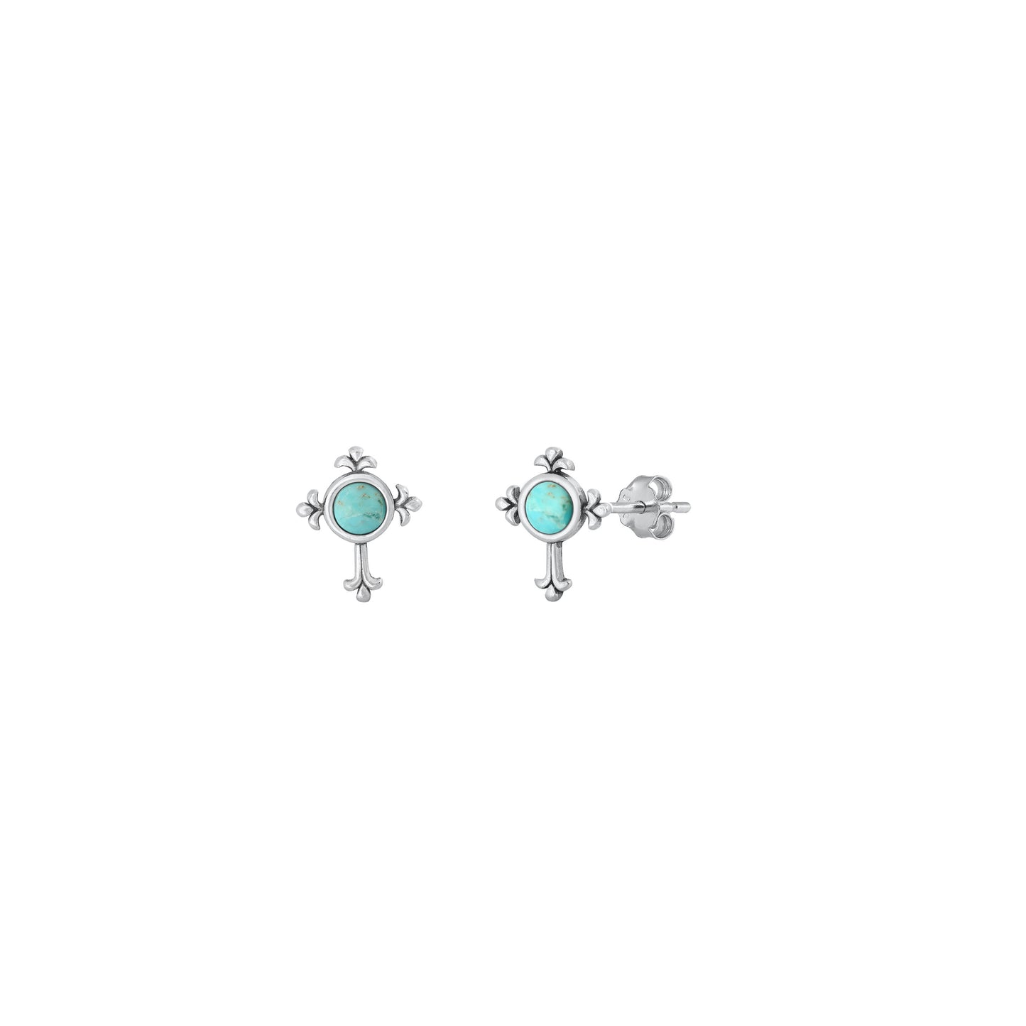 Silver Stone Earrings - Cross