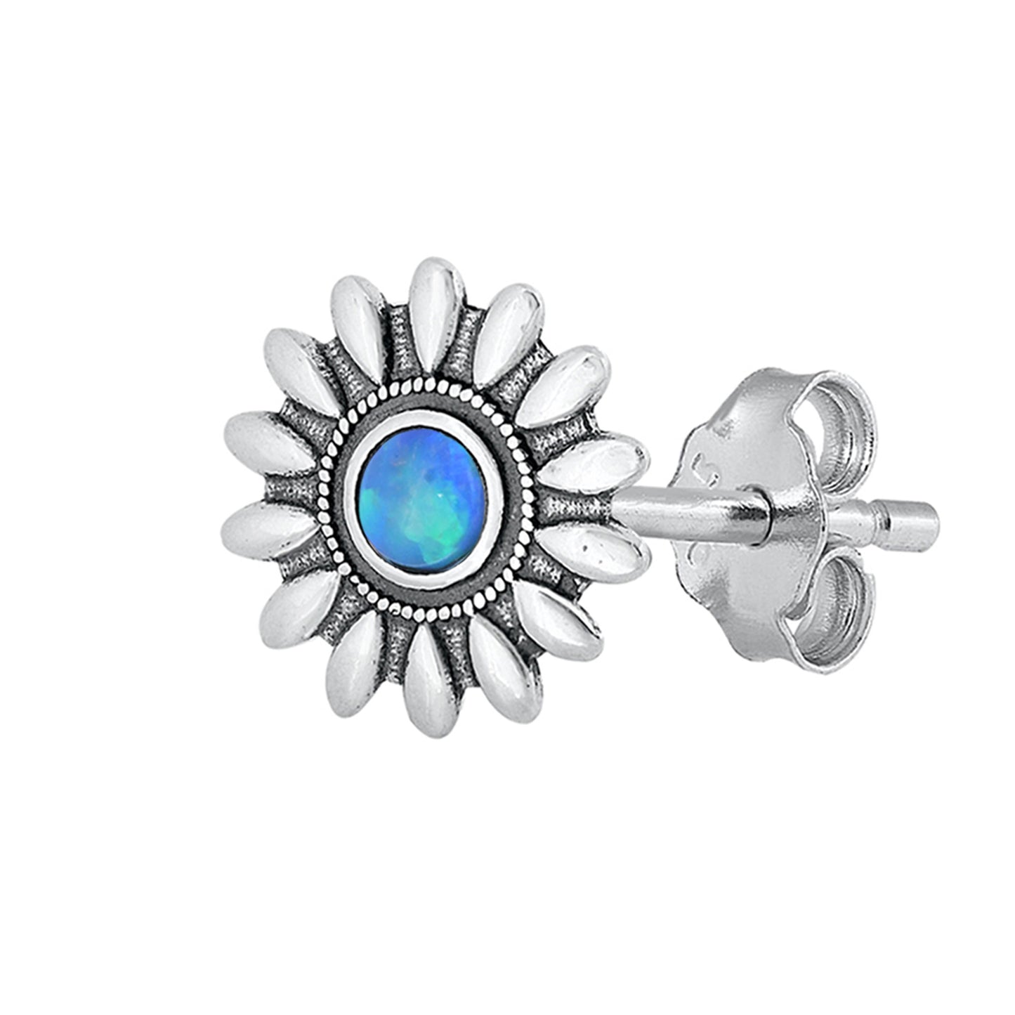 Silver Lab Opal Earring