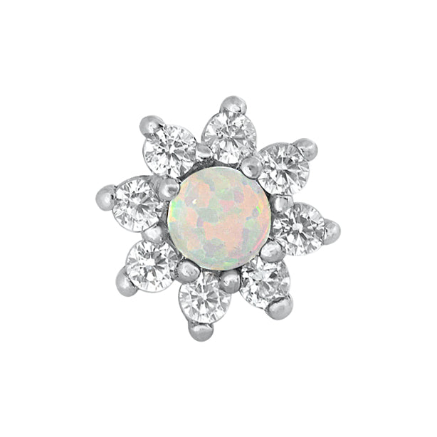 Silver Lab Opal Earrings - Flower