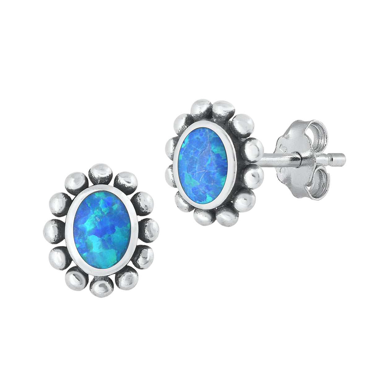 Silver Lab Opal Earrings