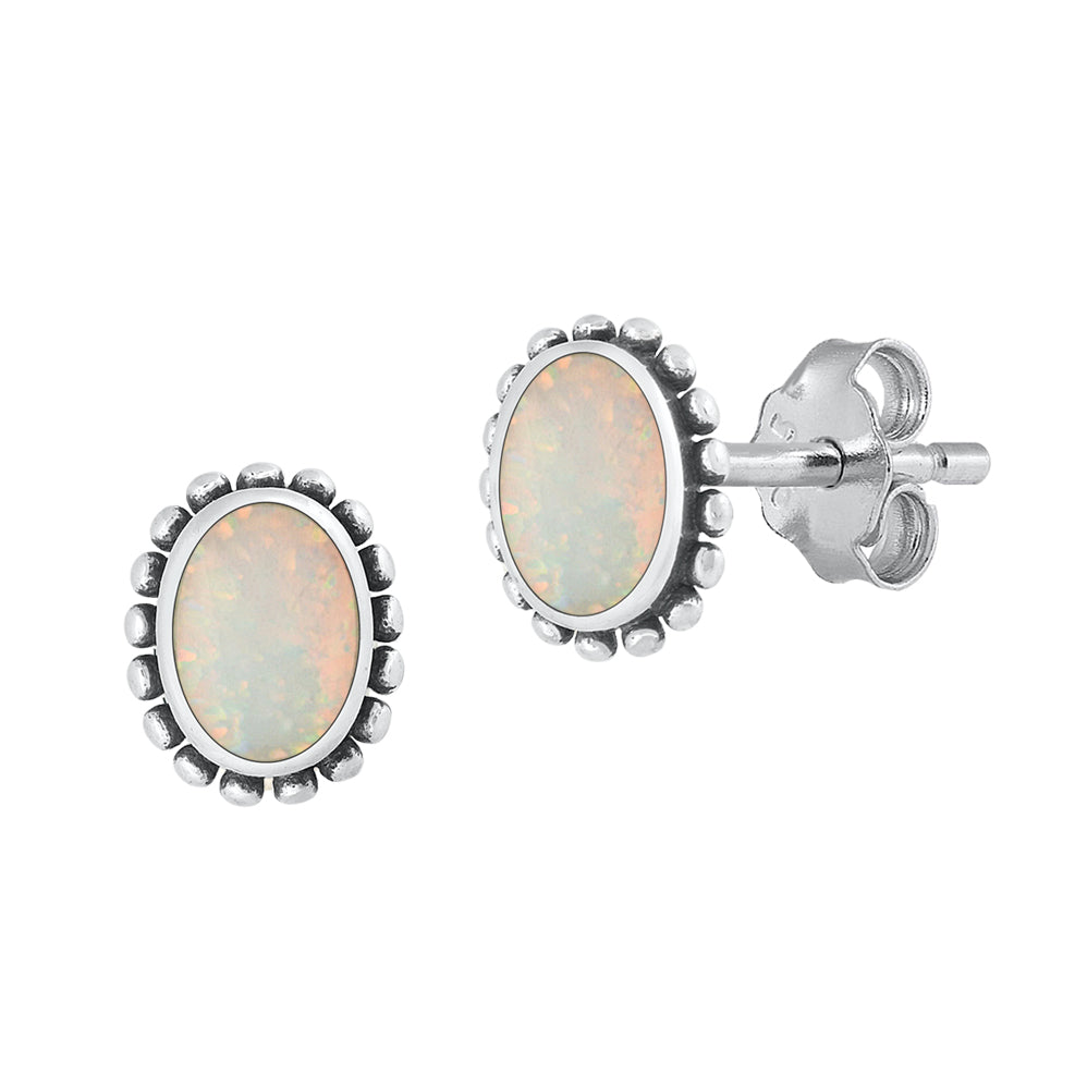 Silver Lab Opal Earrings