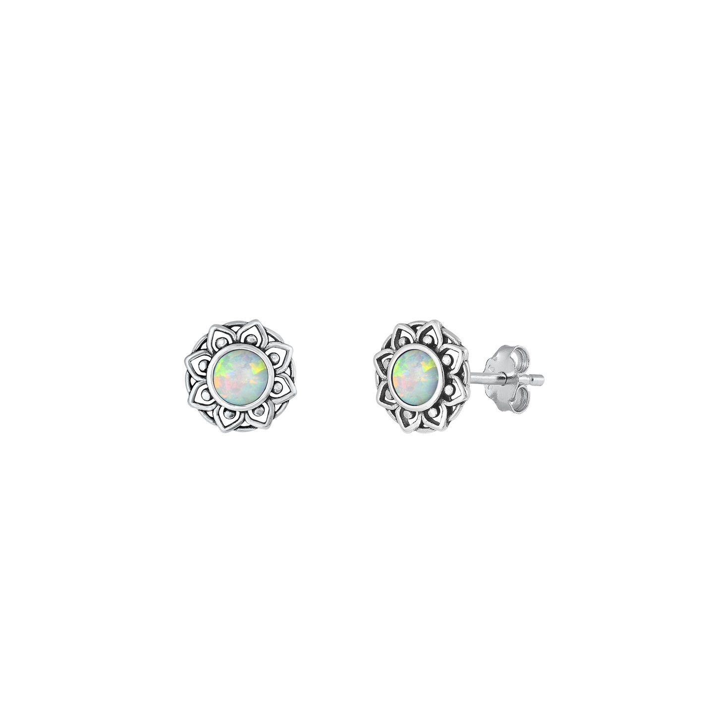 Silver Lab Opal Earrings