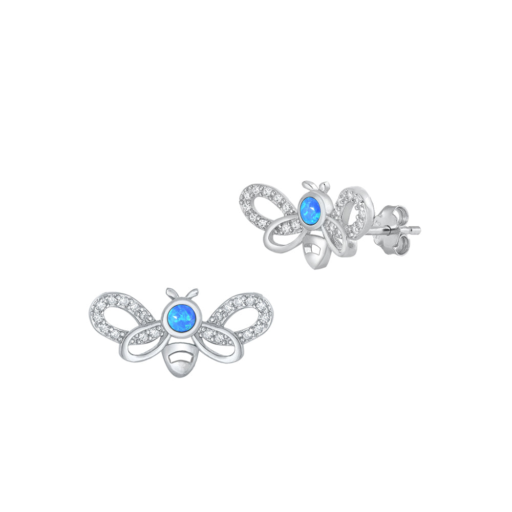 Silver CZ Earrings - Bee