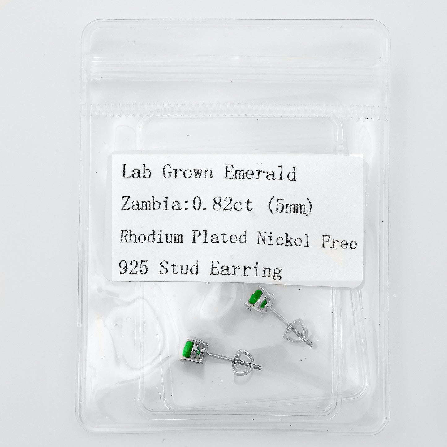 Lab Emerald Earrings - 5 mm