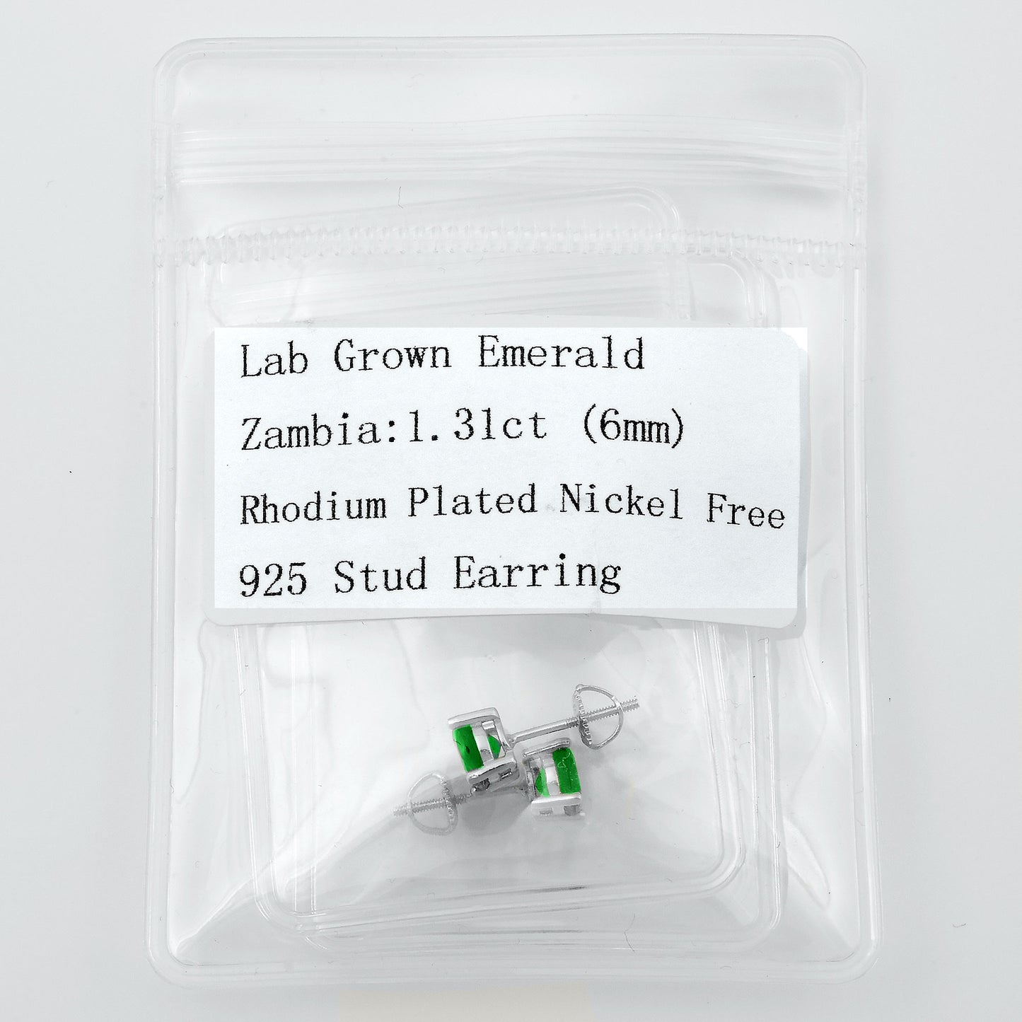 Lab Emerald Earrings - 6 mm