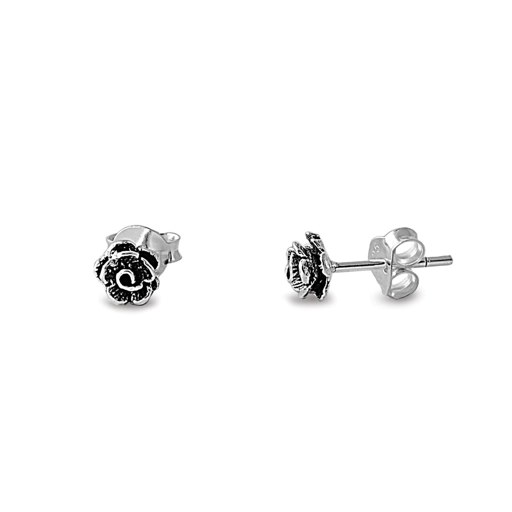 Silver Stud Earrings - Rose