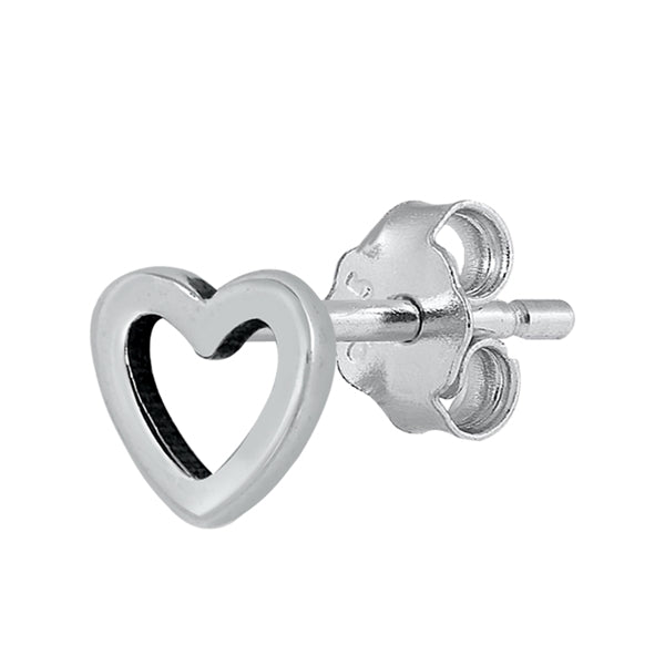Silver Stud Earrings - Open Heart