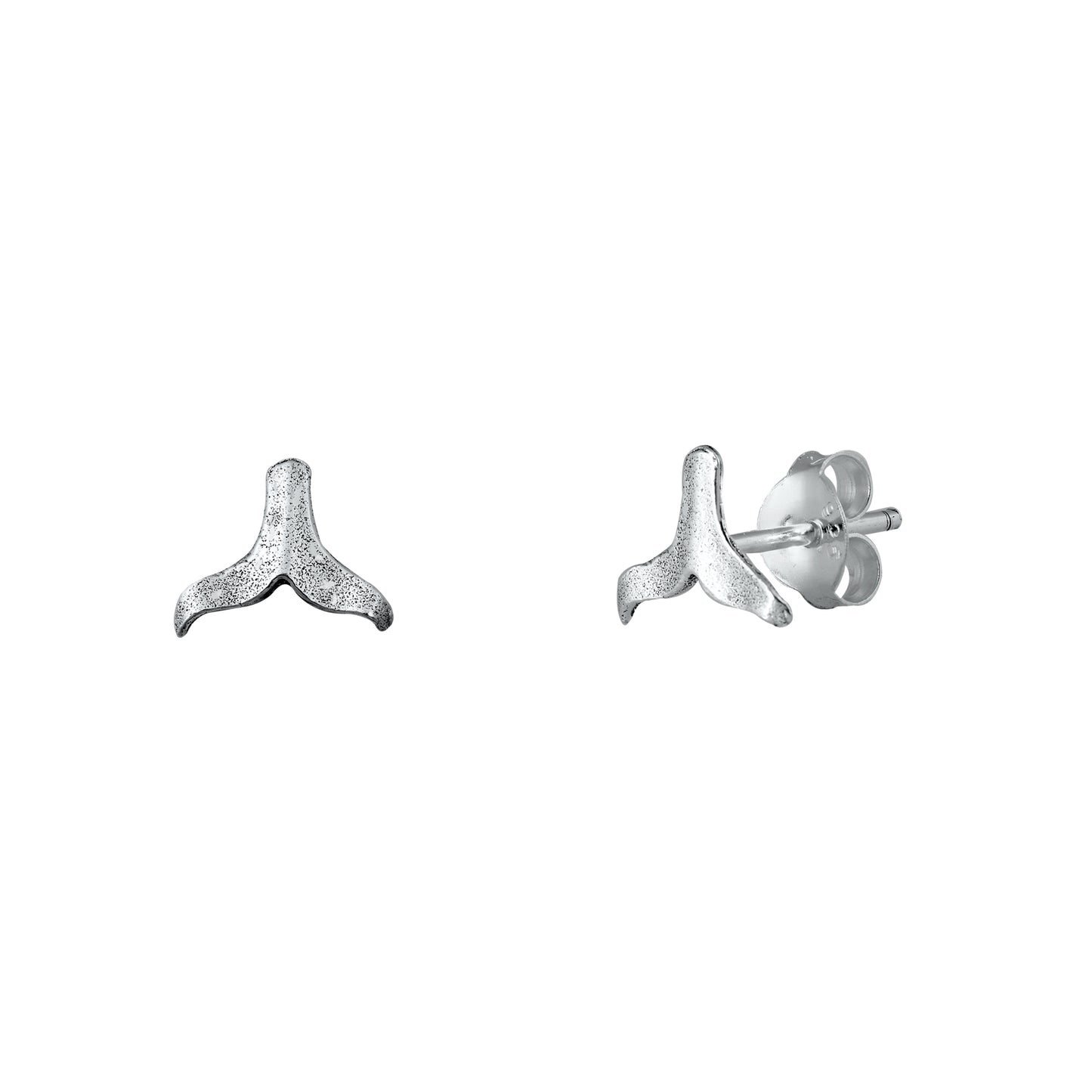 Silver Stud Earrings - Whale Tail