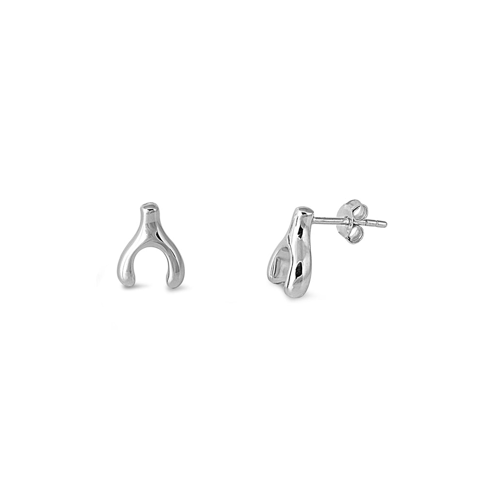 Silver Stud Earrings - Wishbone