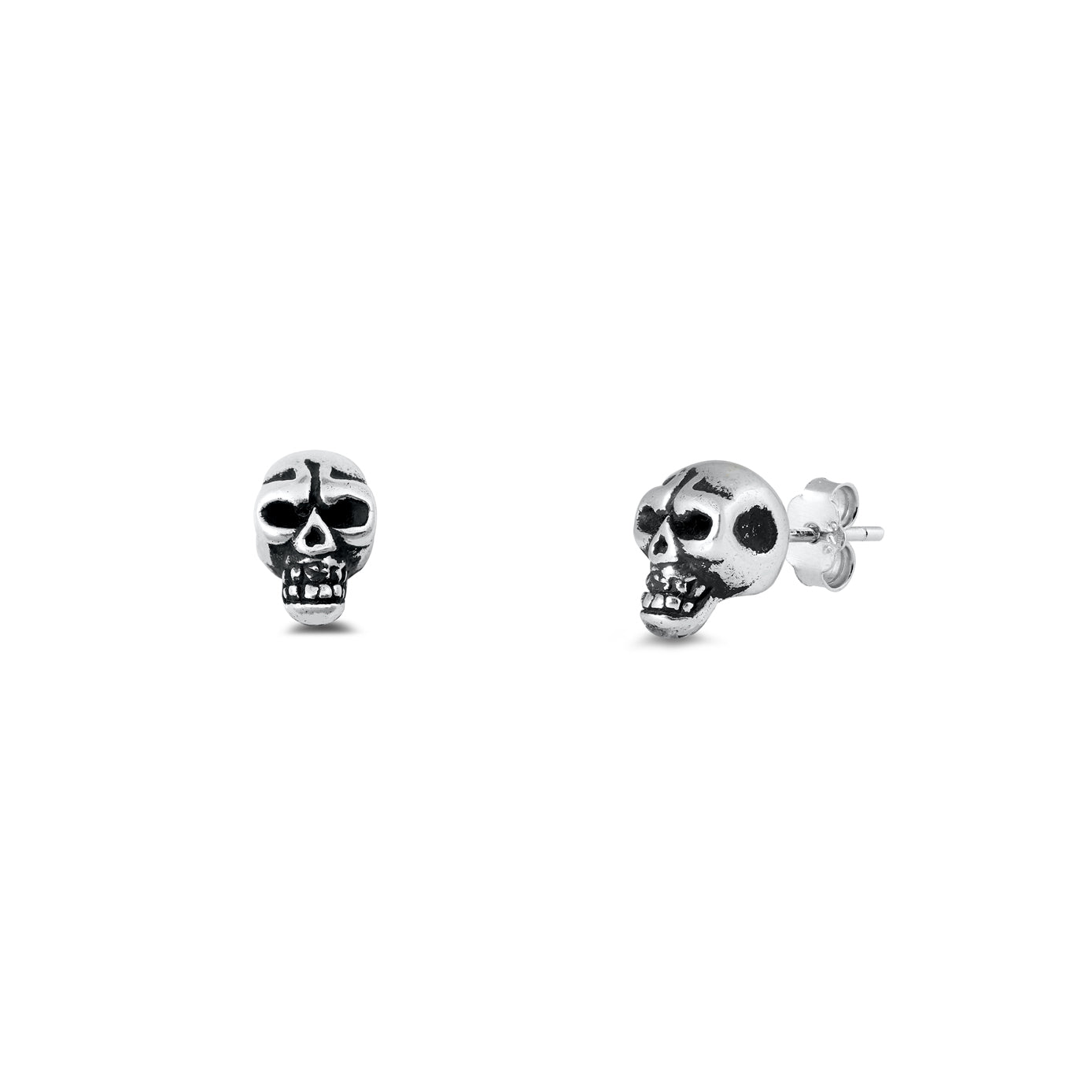 Silver Stud Earrings - Skull Head