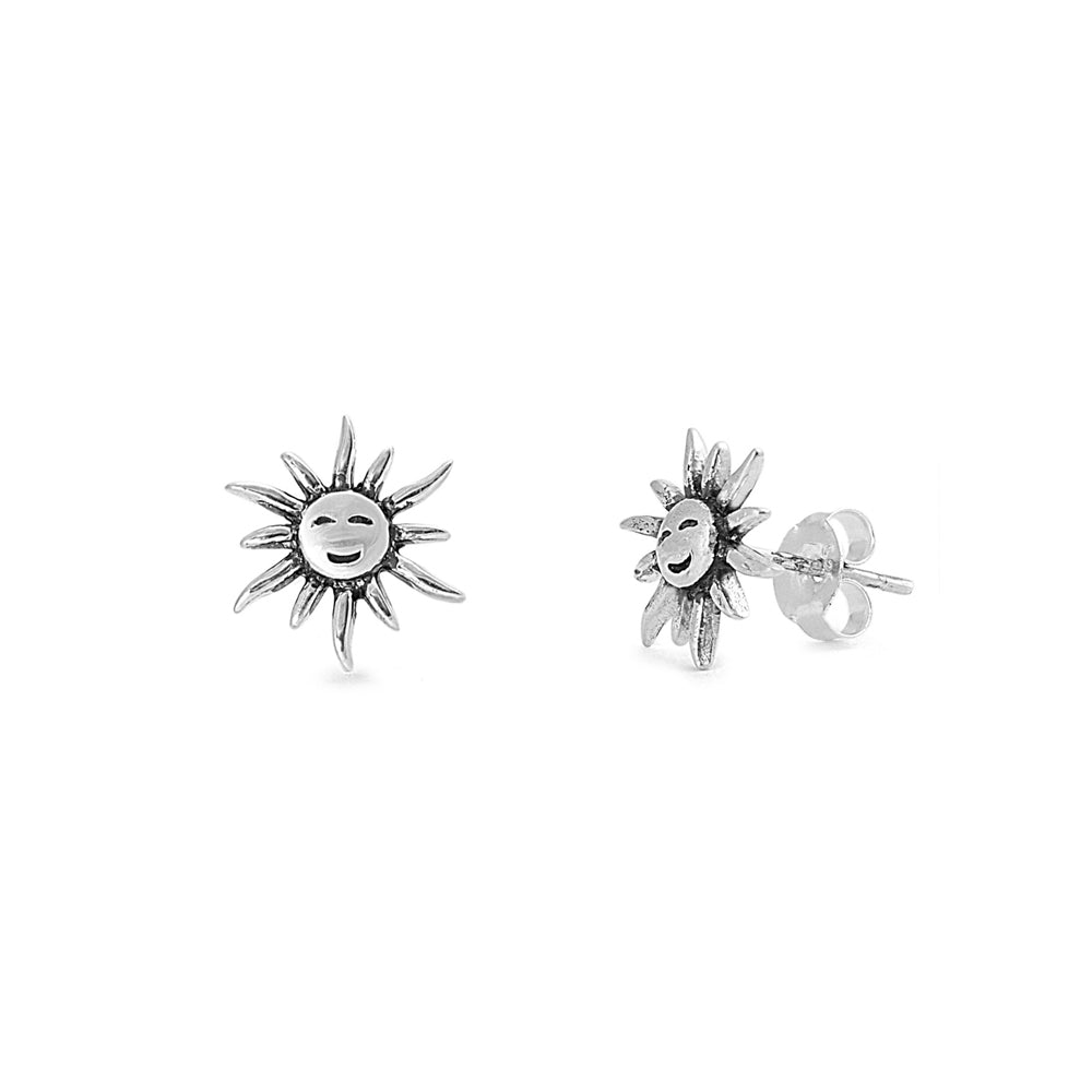 Silver Stud Earrings - Sun