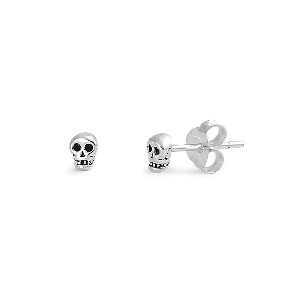 Silver Stud Earrings - Skull
