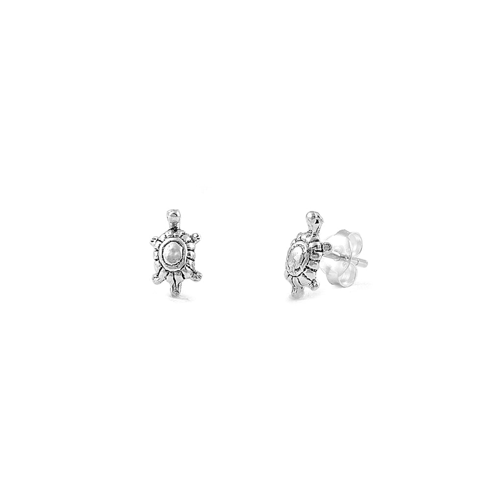 Silver Stud Earrings - Turtle