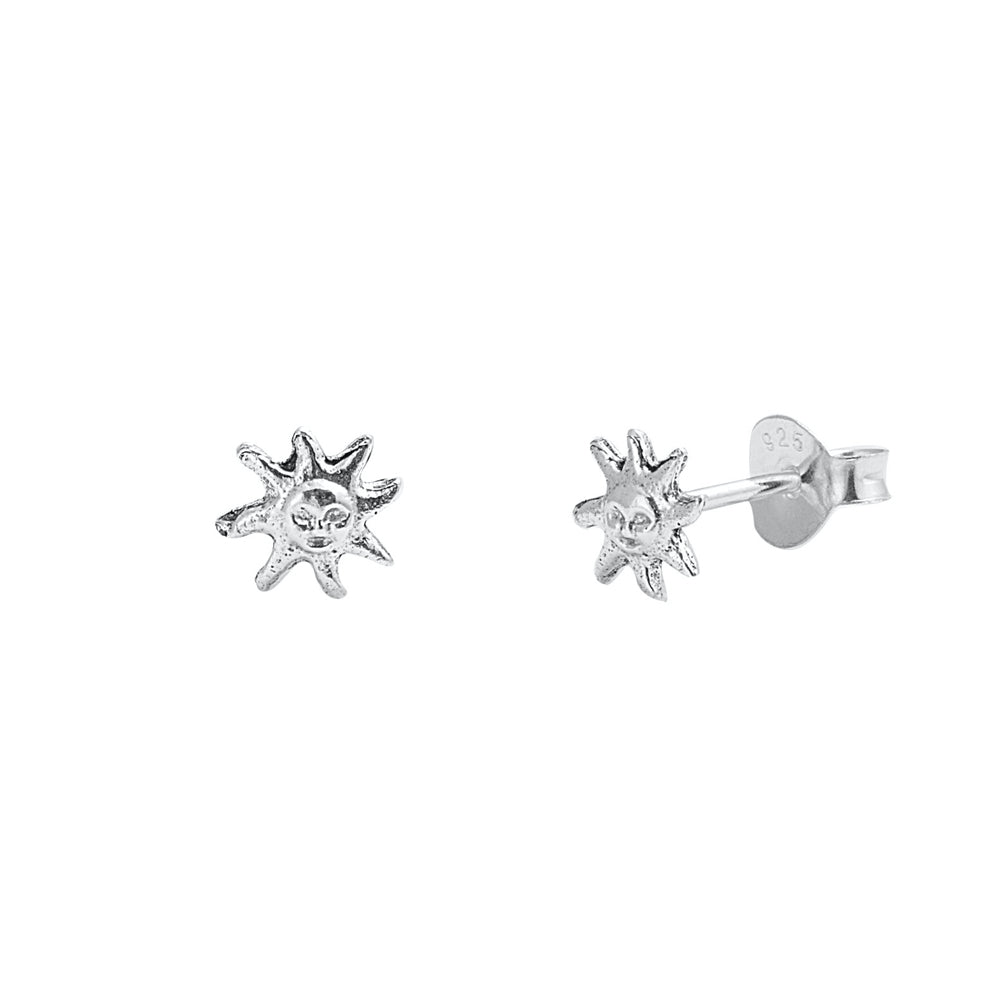 Silver Stud Earrings - Sun