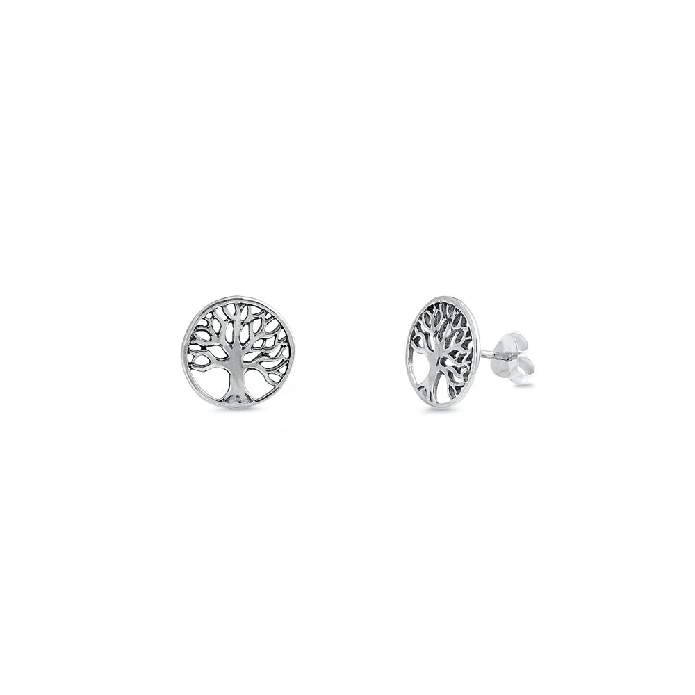 Silver Stud Earrings - Tree of Wisdom