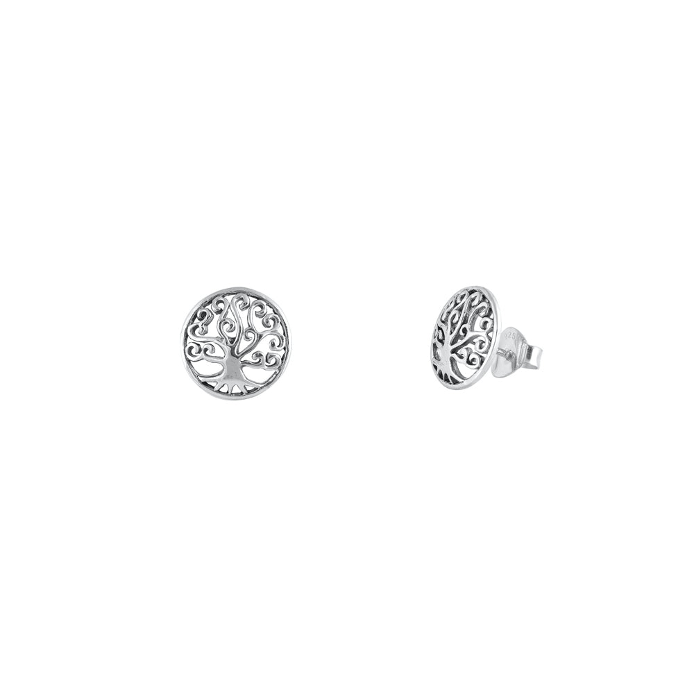 Silver Stud Earrings - Tree of Life