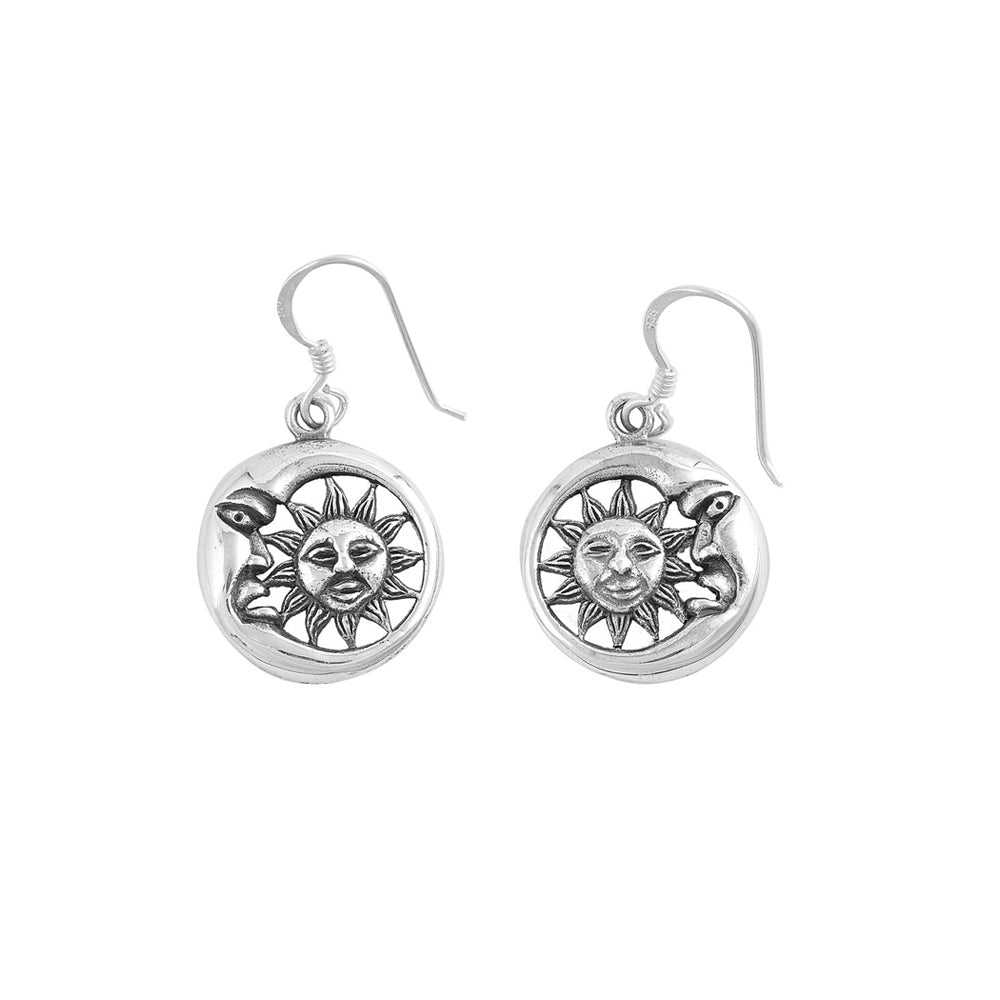 Silver Earrings - Sun and Moon