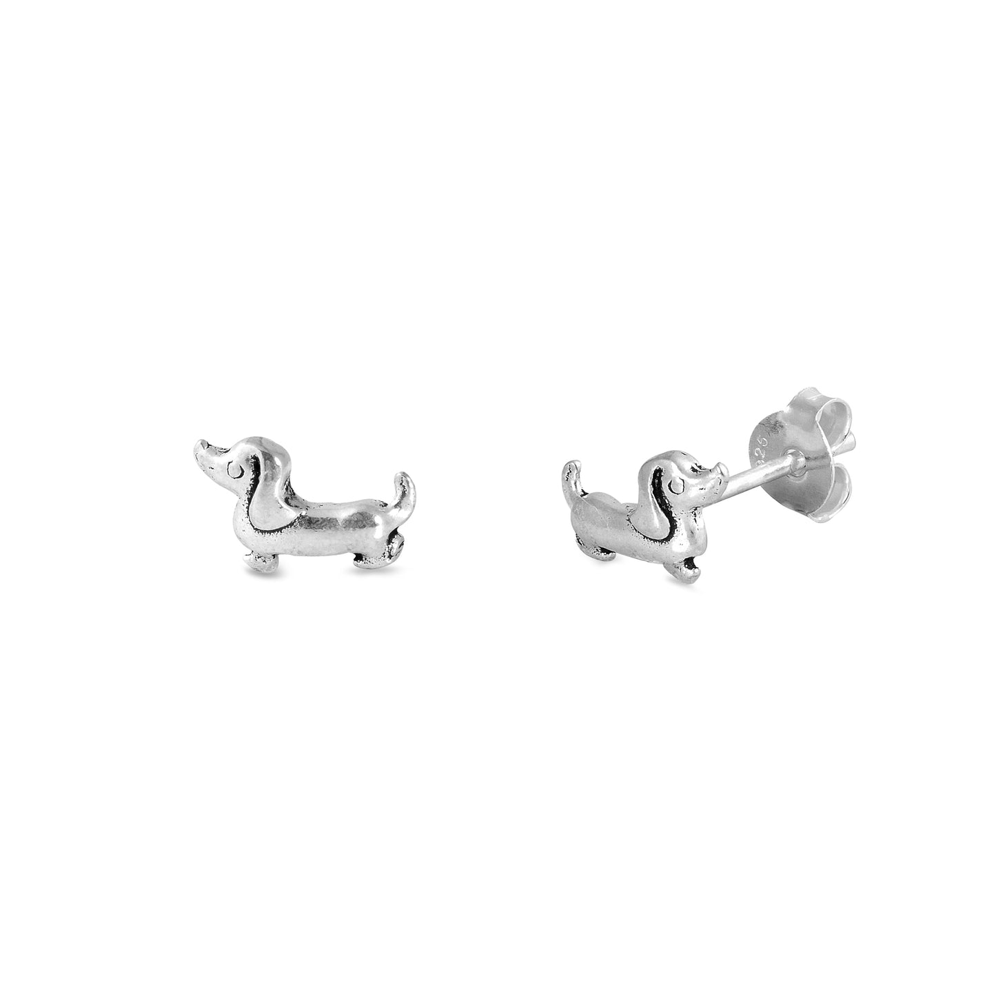 Silver Stud Earrings - Dachshund Dog