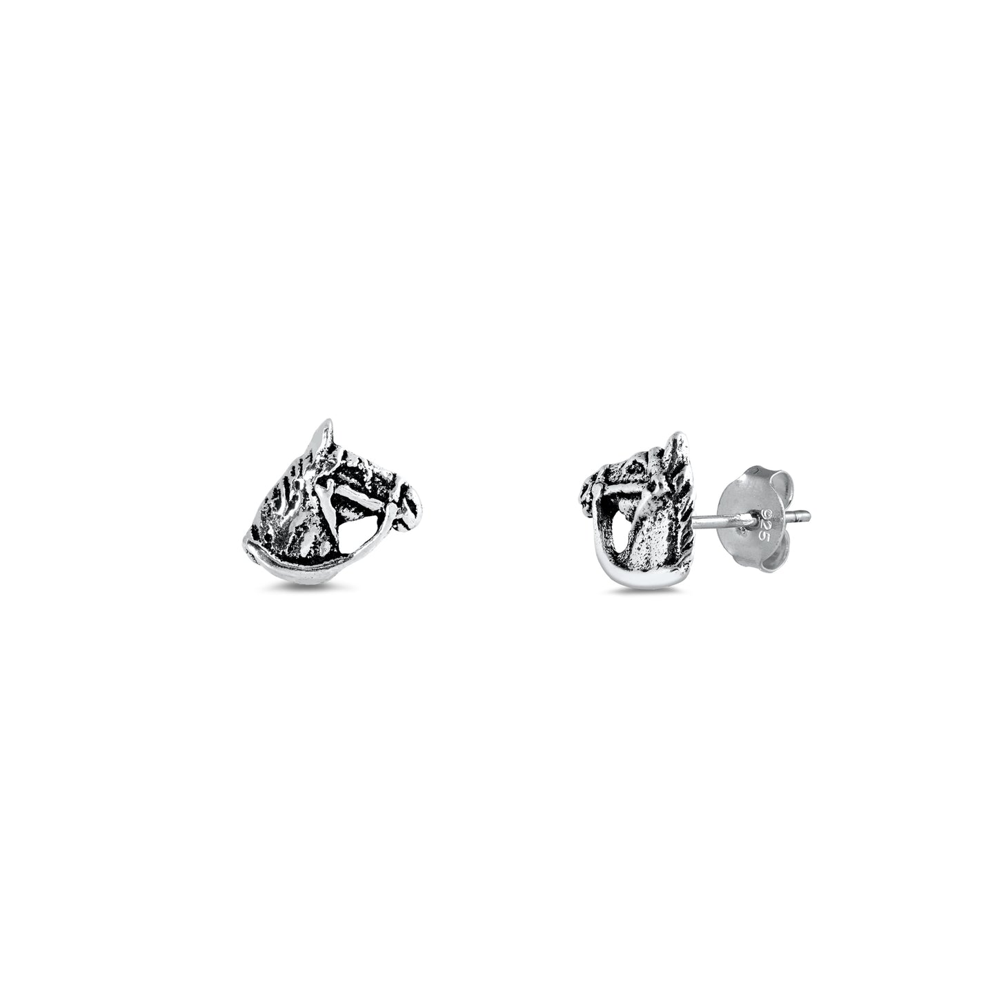 Silver Stud Earrings - Horse