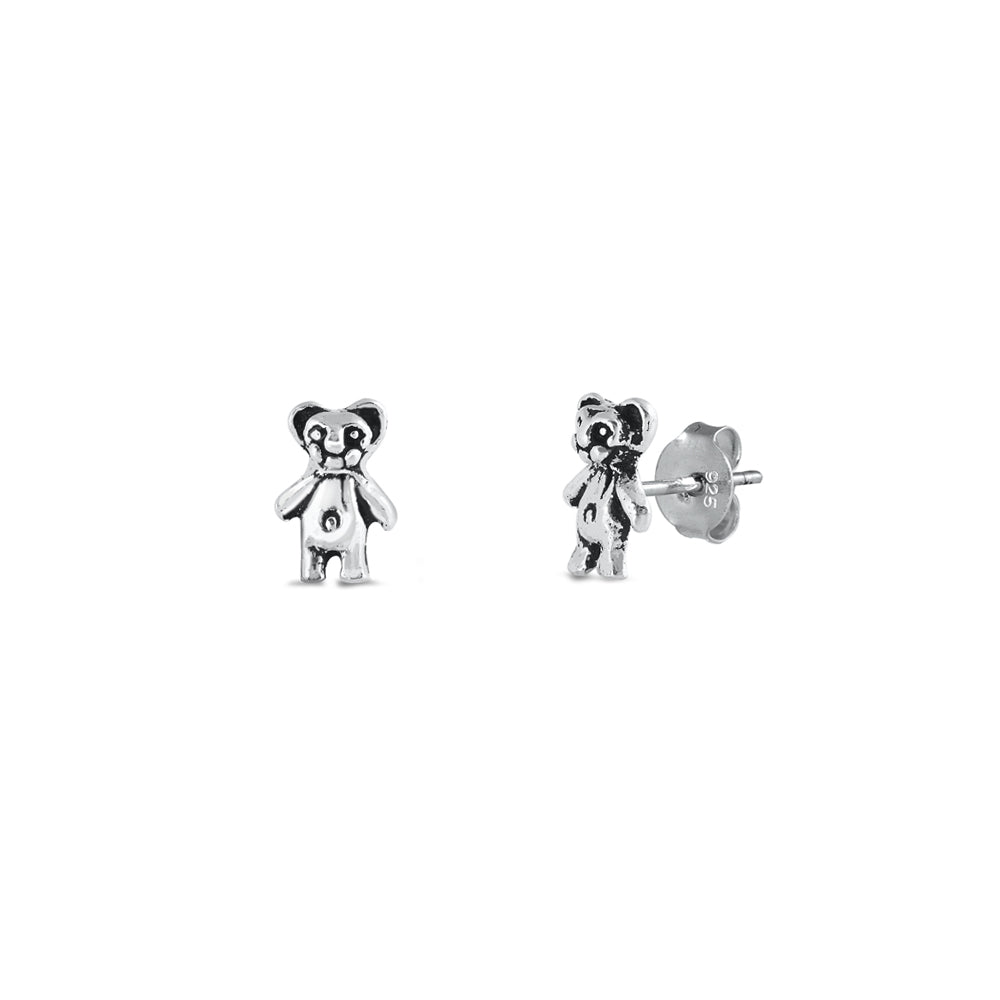 Silver Stud Earrings - Teddy Bear