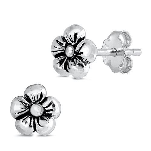 Silver Stud Earrings - Flower