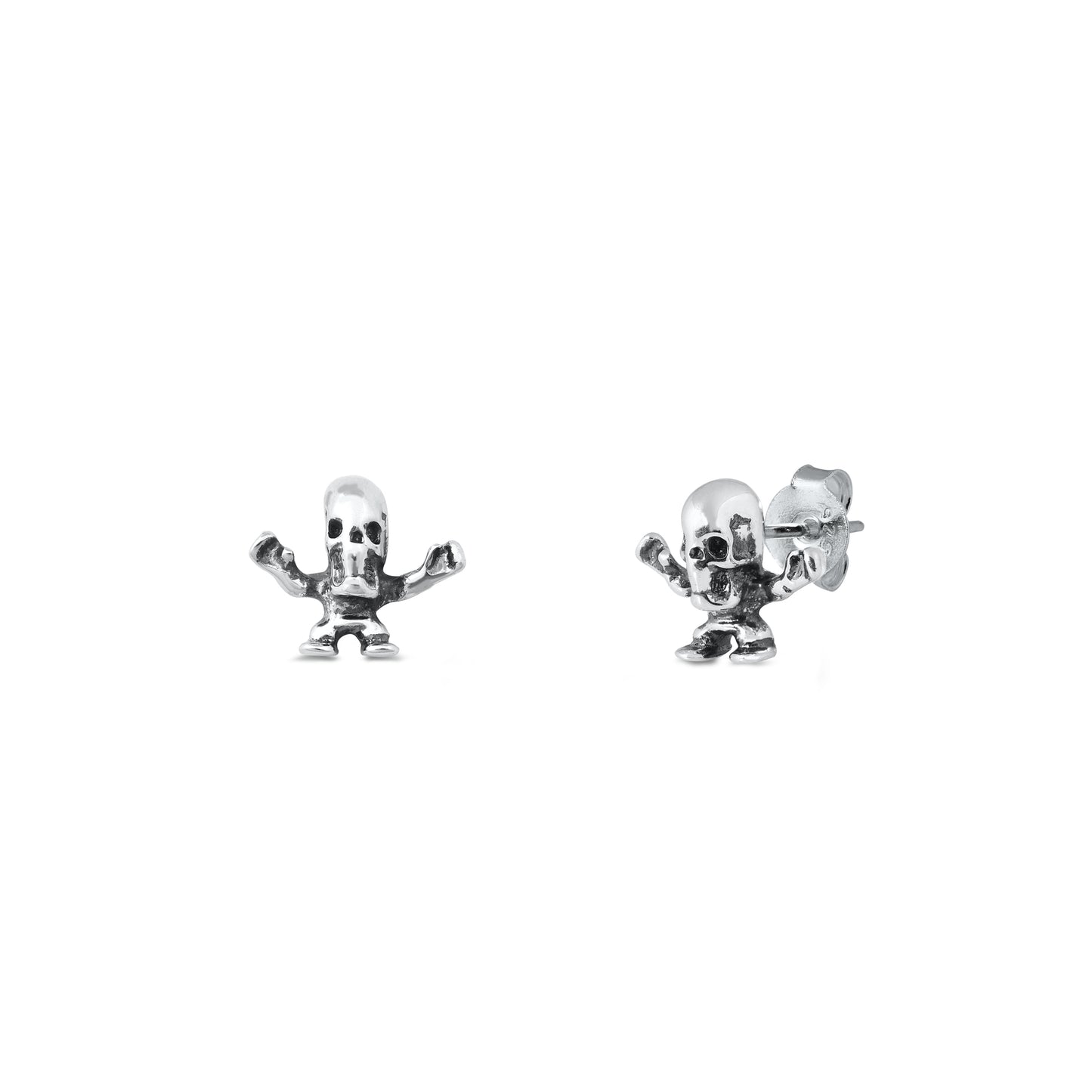 Silver Stud Earrings - Skull