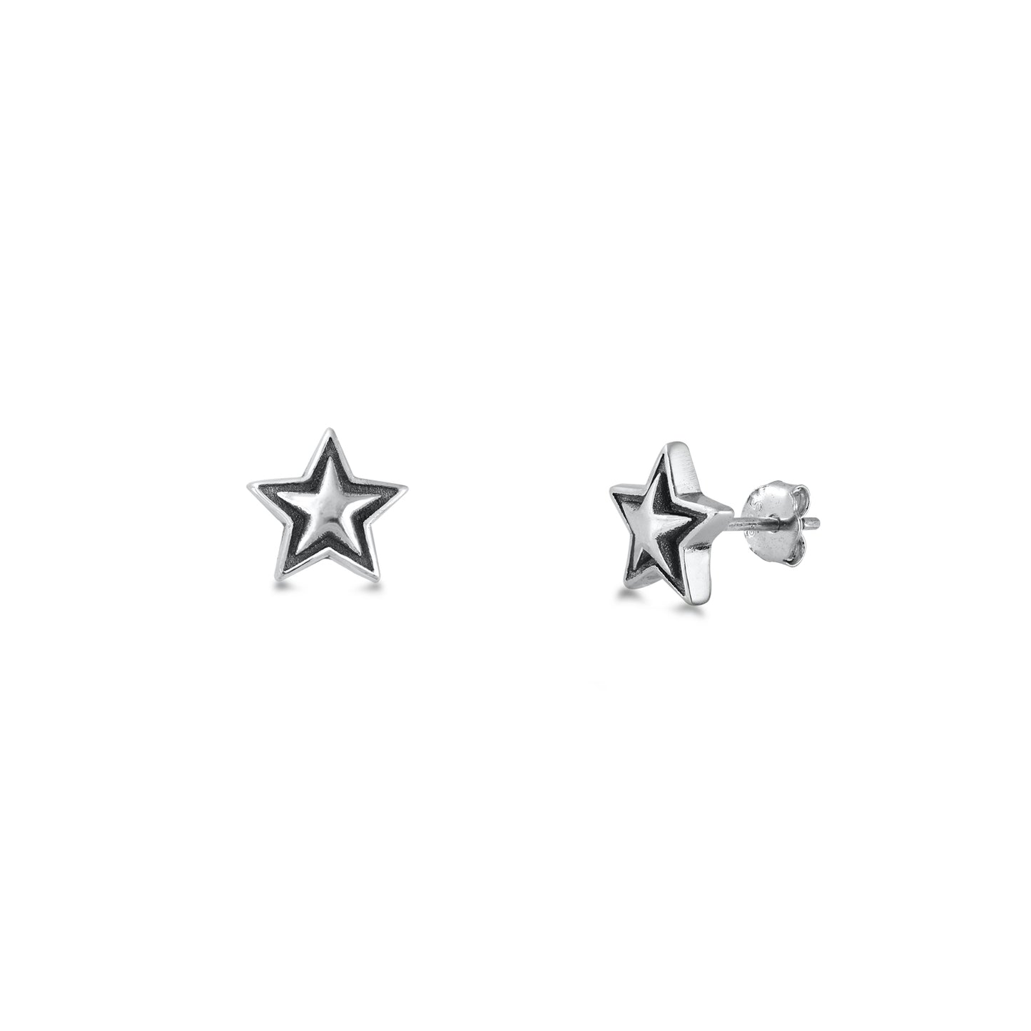 Silver Stud Earrings - Star