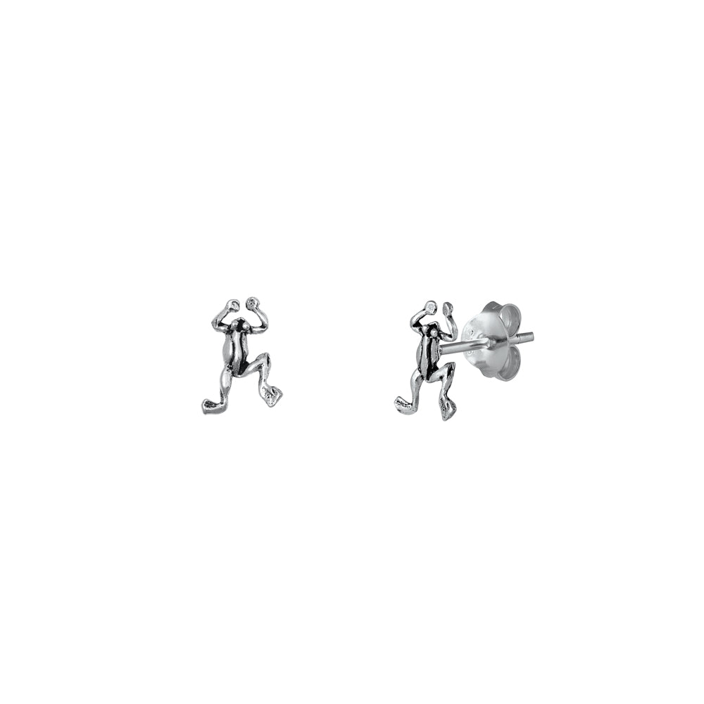 Silver Earrings - Frog