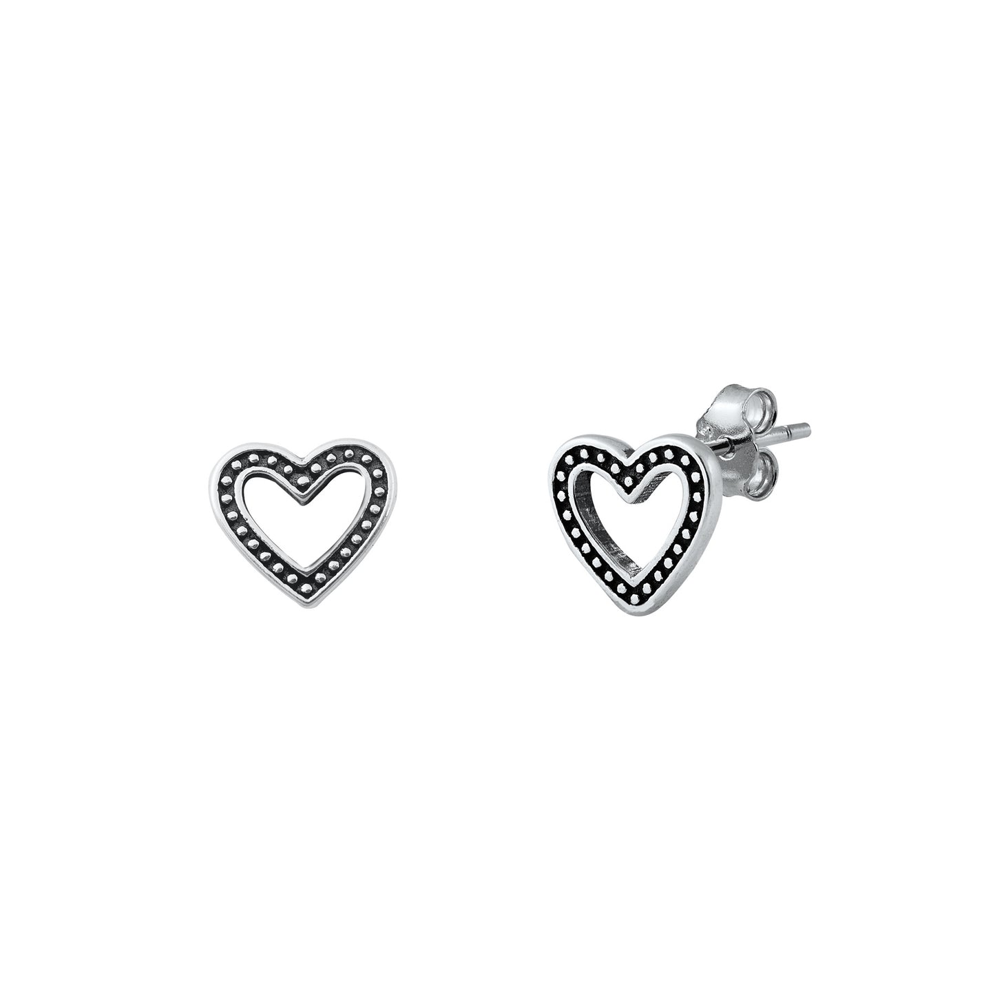 Silver Stud Earrings - Heart