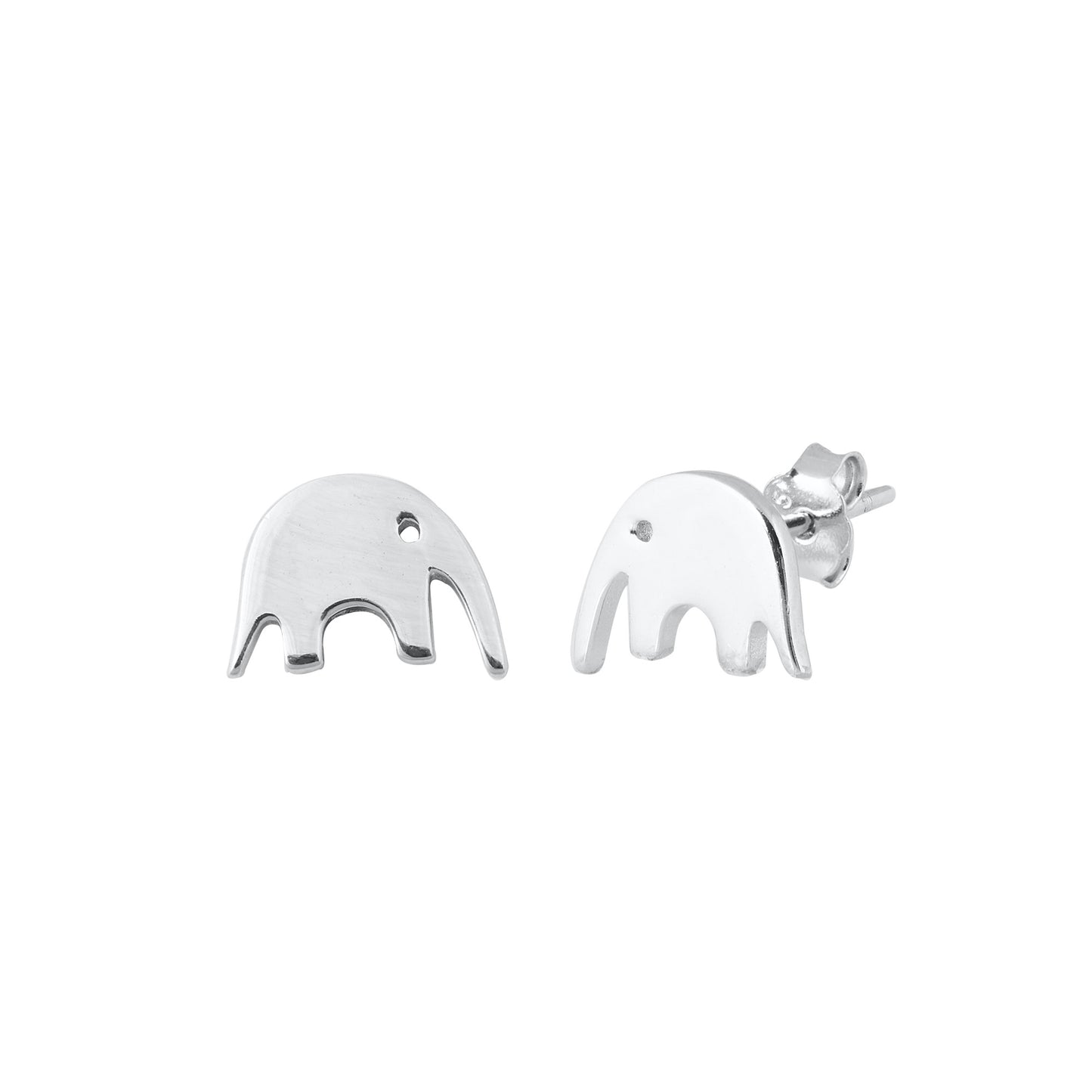 Silver Stud Earrings - Elephant