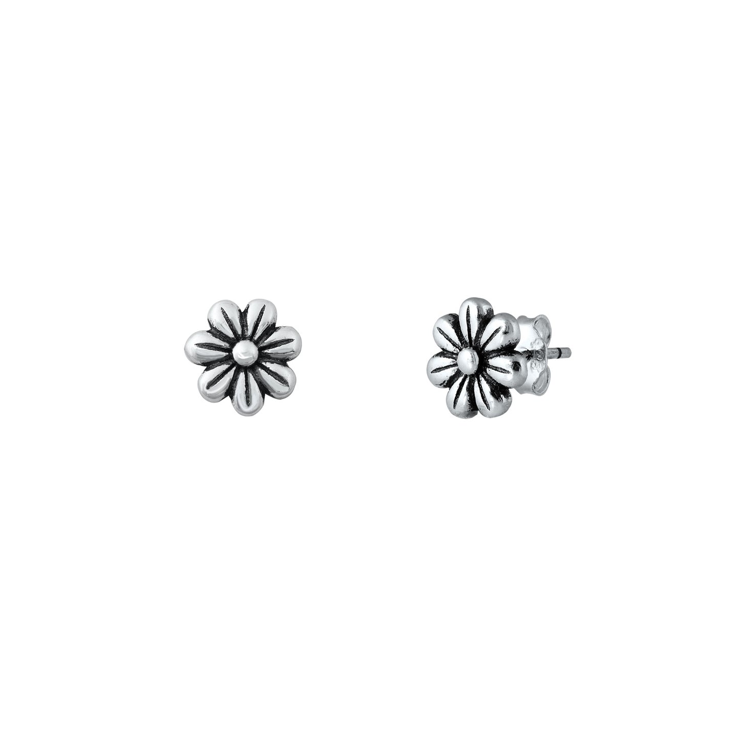 Silver Stud Earrings - Flowers