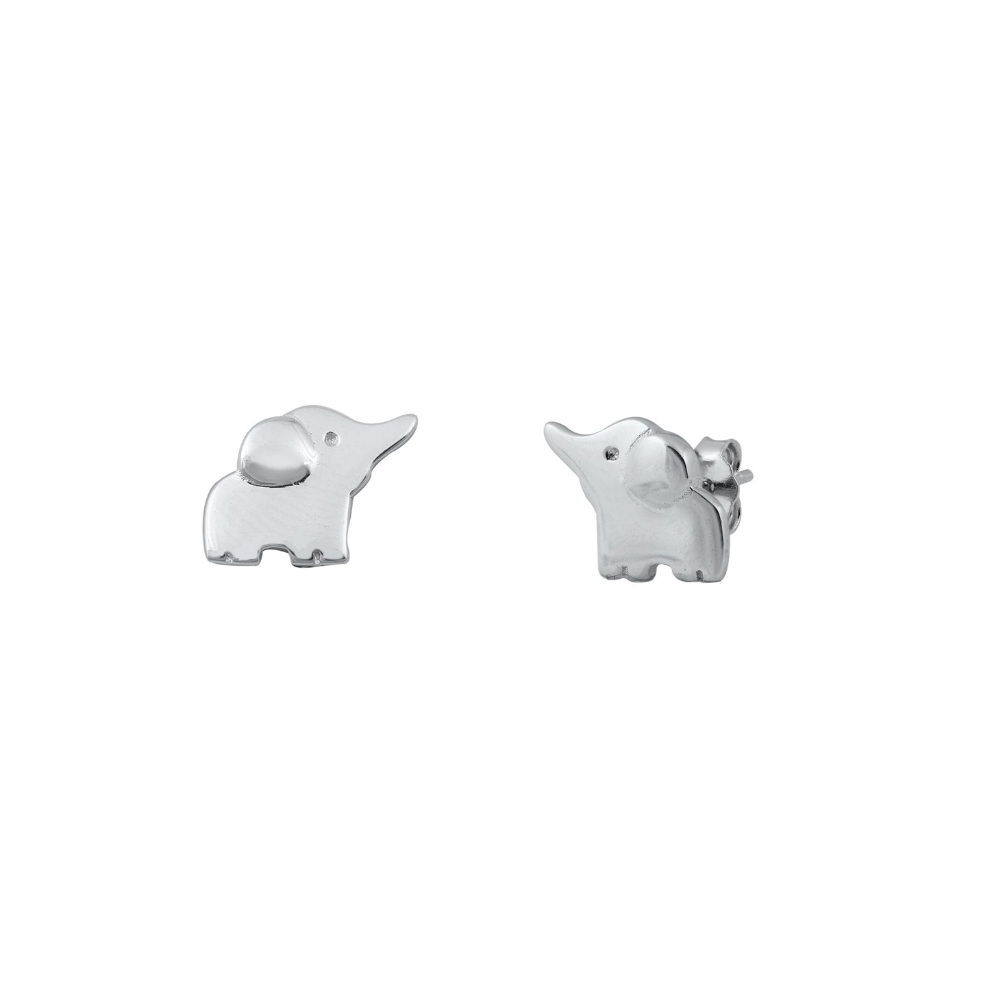 Silver Stud Earrings - Elephant