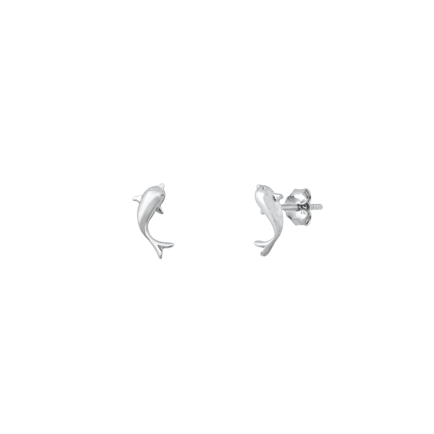 Silver Stud Earrings - Fish