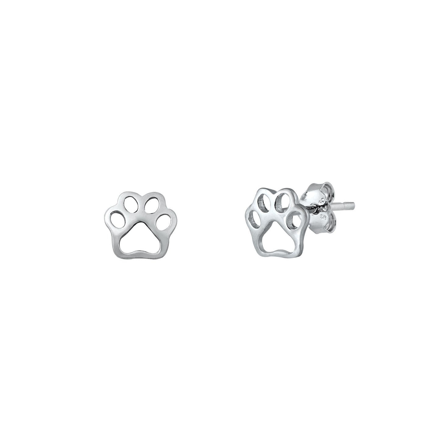 Silver Stud Earrings - Paw Print